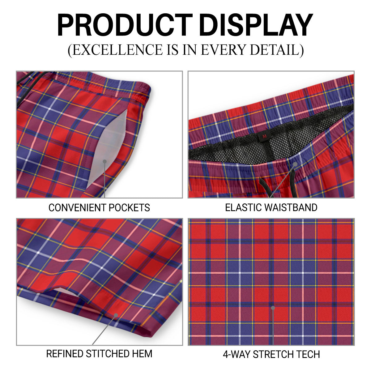 Wishart Dress Tartan Crest Men's Beach Shorts