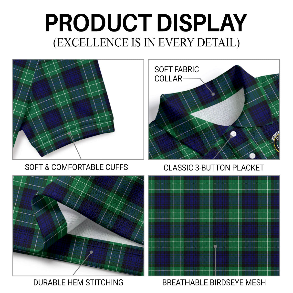 Abercrombie Tartan Crest Birdseye Mesh Polo Shirt