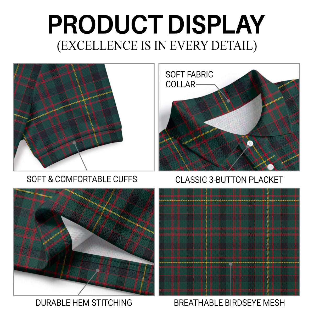 Cameron of Erracht Modern 2 Tartan Birdseye Mesh Polo Shirt