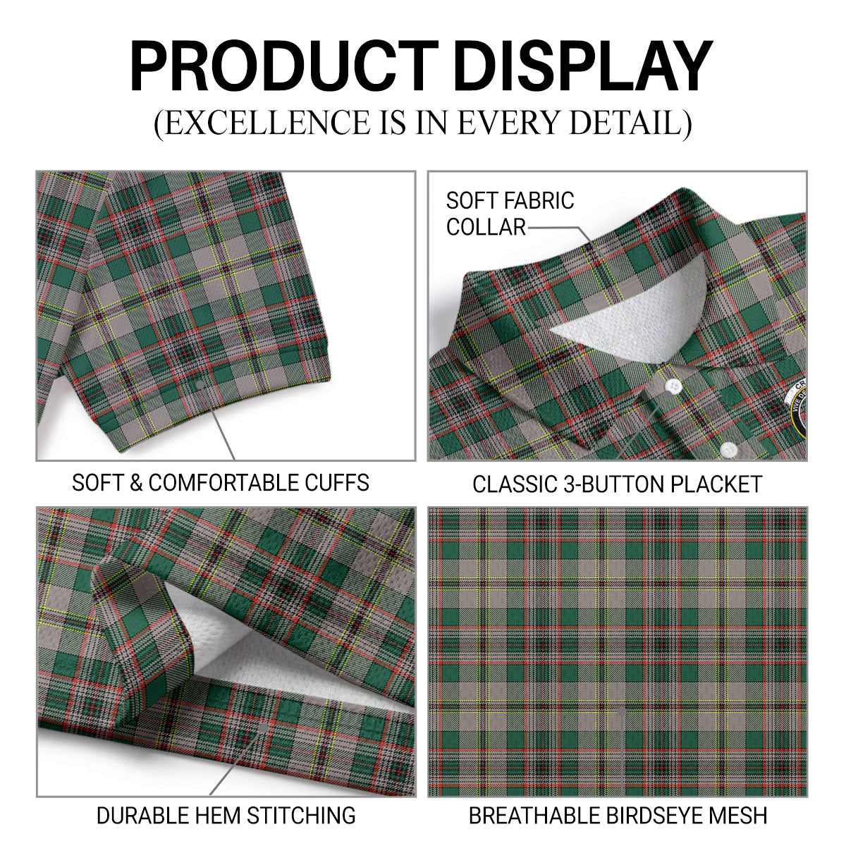 Craig Ancient Tartan Crest Birdseye Mesh Polo Shirt