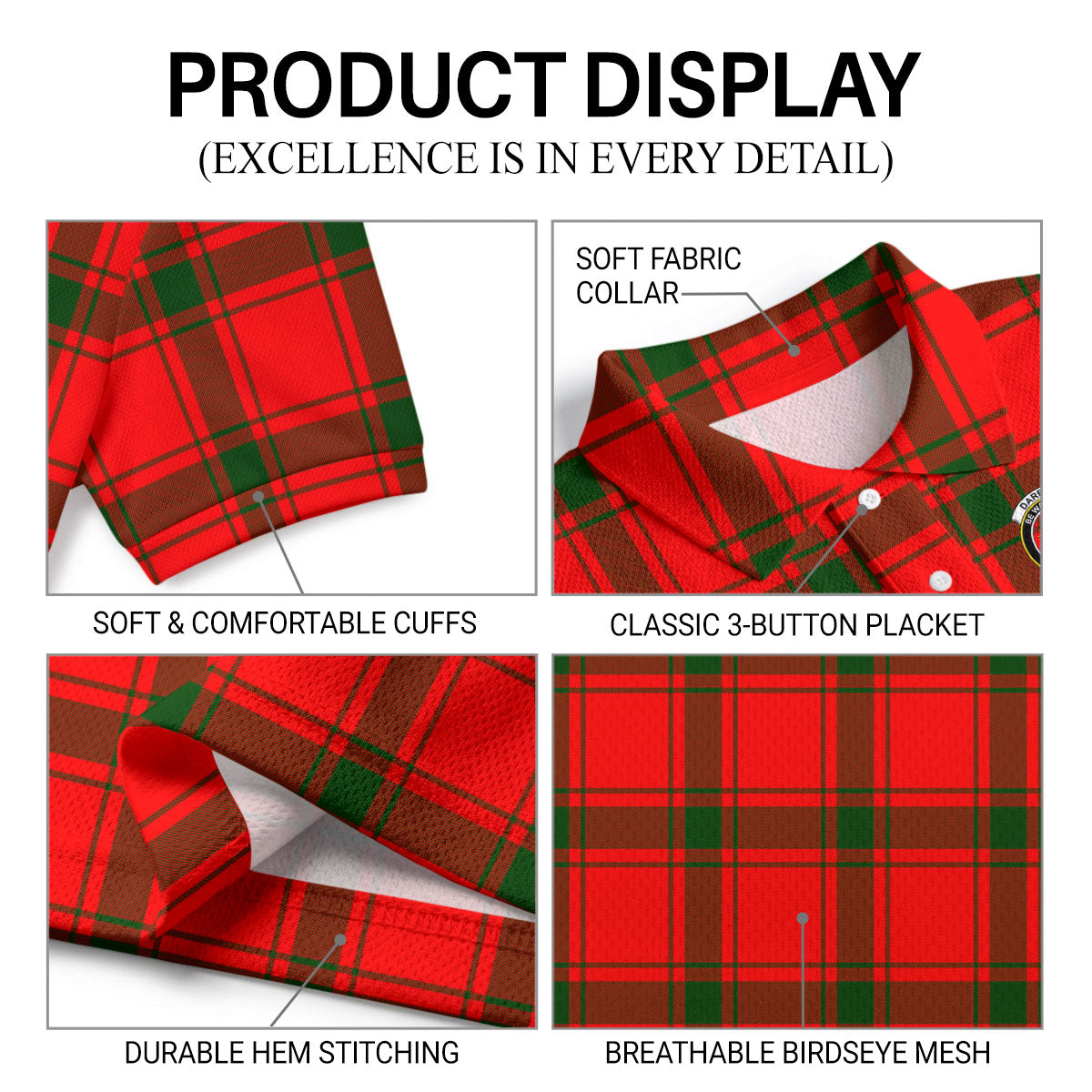 Darroch (Gourock) Tartan Crest Birdseye Mesh Polo Shirt