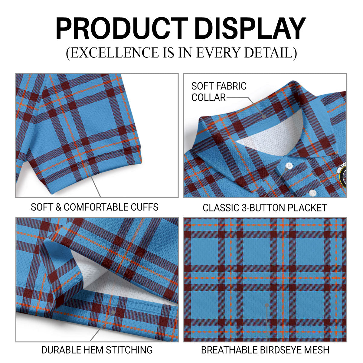 Elliott Ancient Tartan Crest Birdseye Mesh Polo Shirt