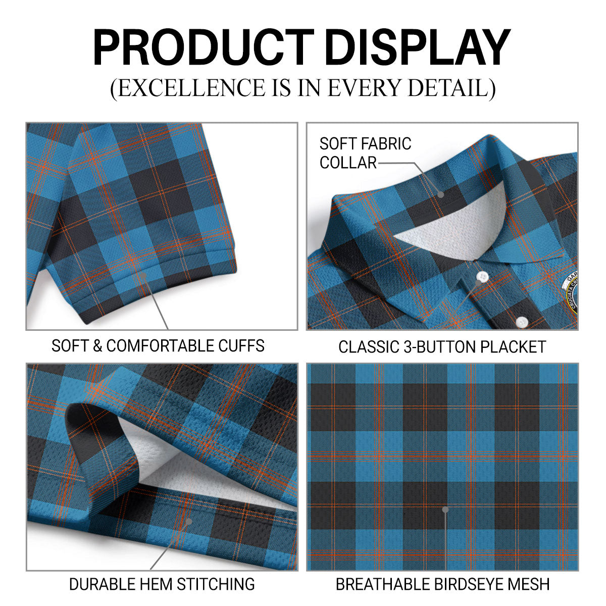 Garden Tartan Crest Birdseye Mesh Polo Shirt