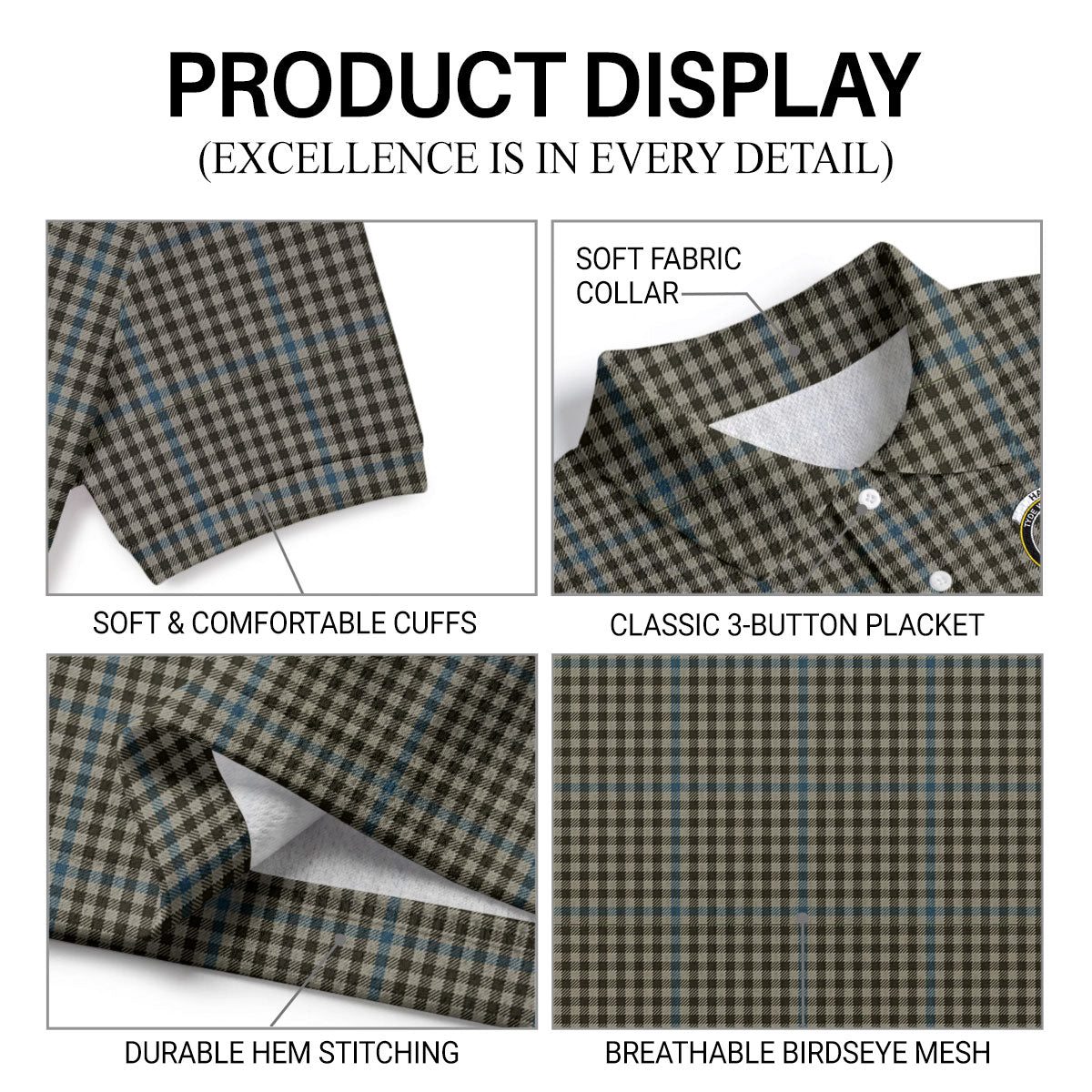 Haig Check Tartan Crest Birdseye Mesh Polo Shirt