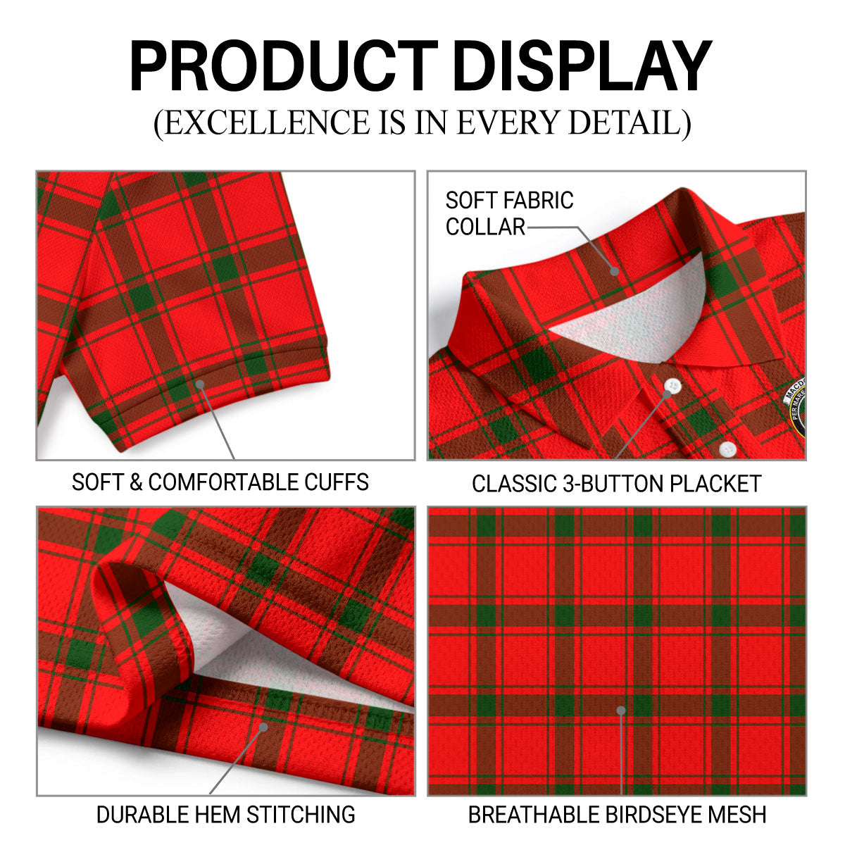 MacDonald of Sleat Tartan Crest Birdseye Mesh Polo Shirt