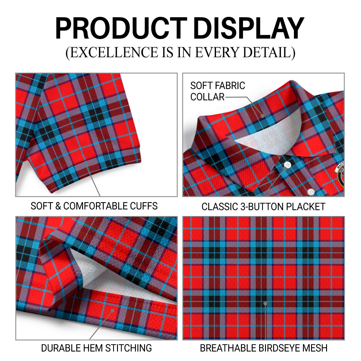 MacTavish Modern Tartan Crest Birdseye Mesh Polo Shirt