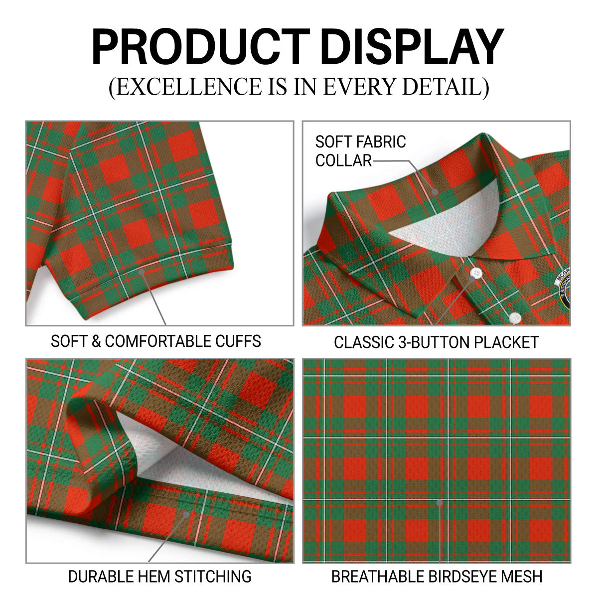 McGregor Ancient Tartan Crest Birdseye Mesh Polo Shirt