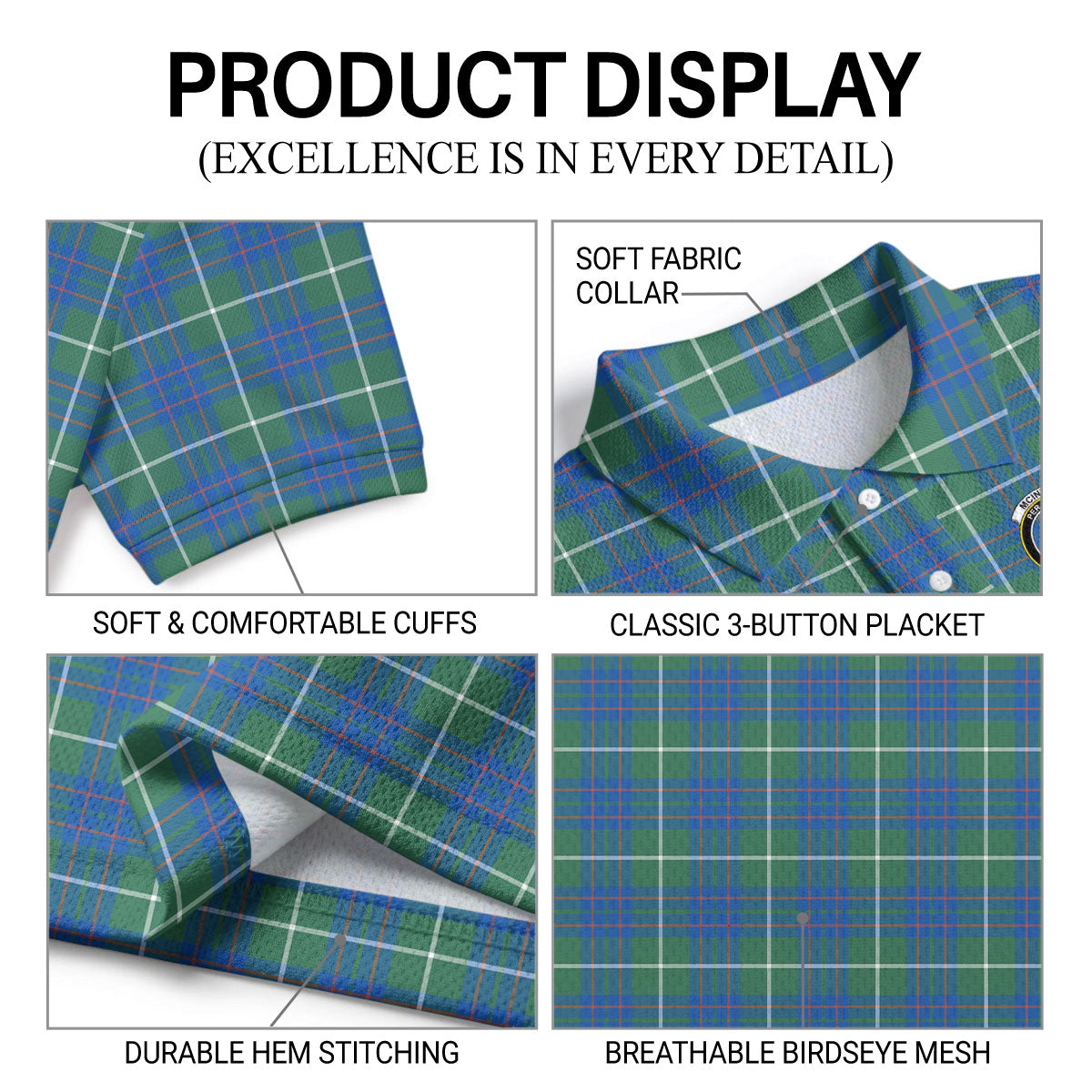 McIntyre Hunting Ancient Tartan Crest Birdseye Mesh Polo Shirt