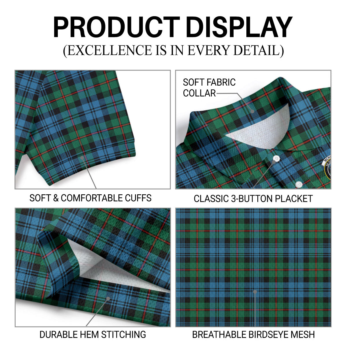 McKinlay Ancient Tartan Crest Birdseye Mesh Polo Shirt
