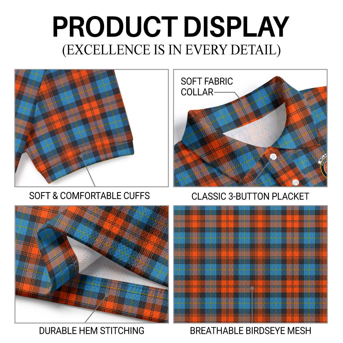 McLachlan Ancient Tartan Crest Birdseye Mesh Polo Shirt