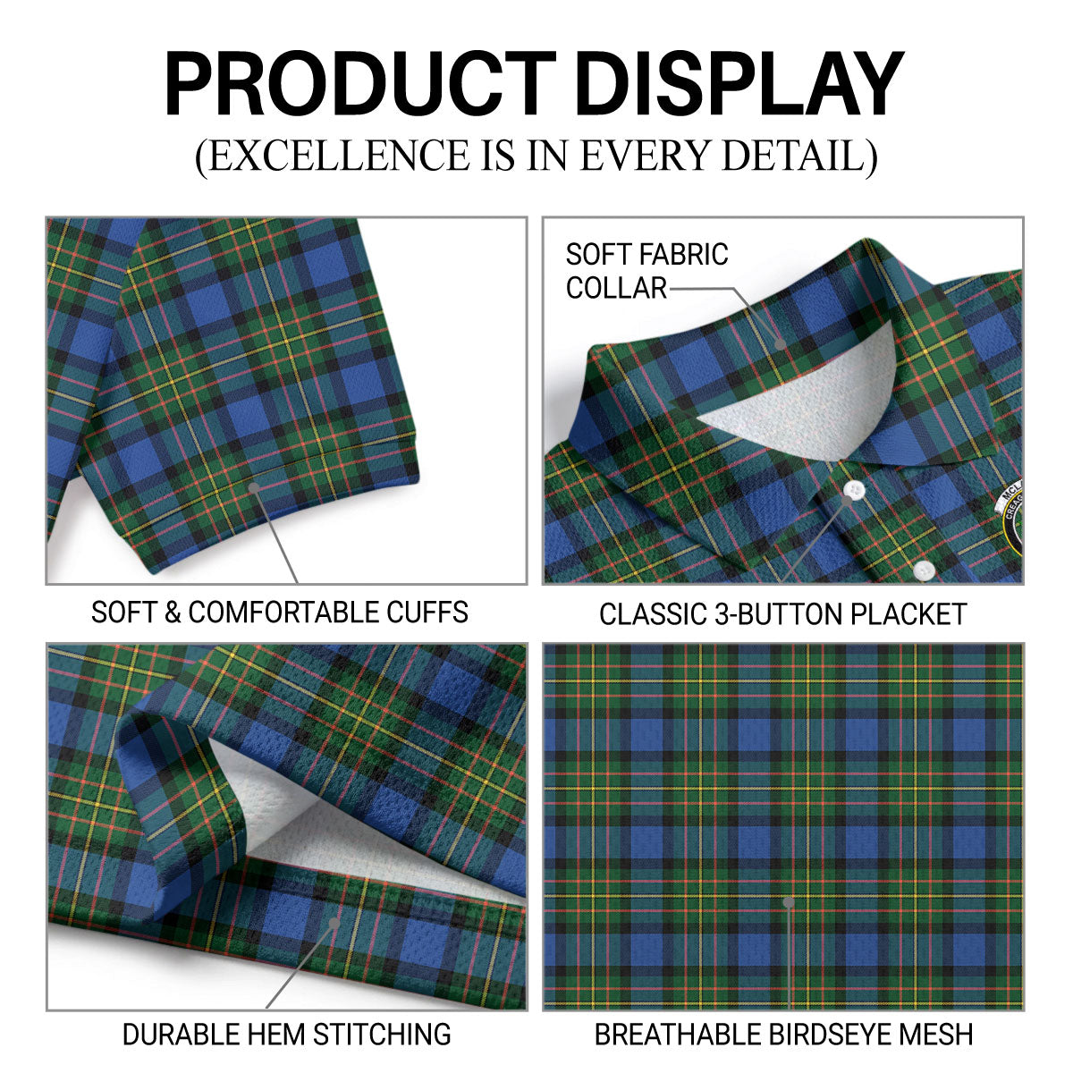 McLaren Ancient Tartan Crest Birdseye Mesh Polo Shirt