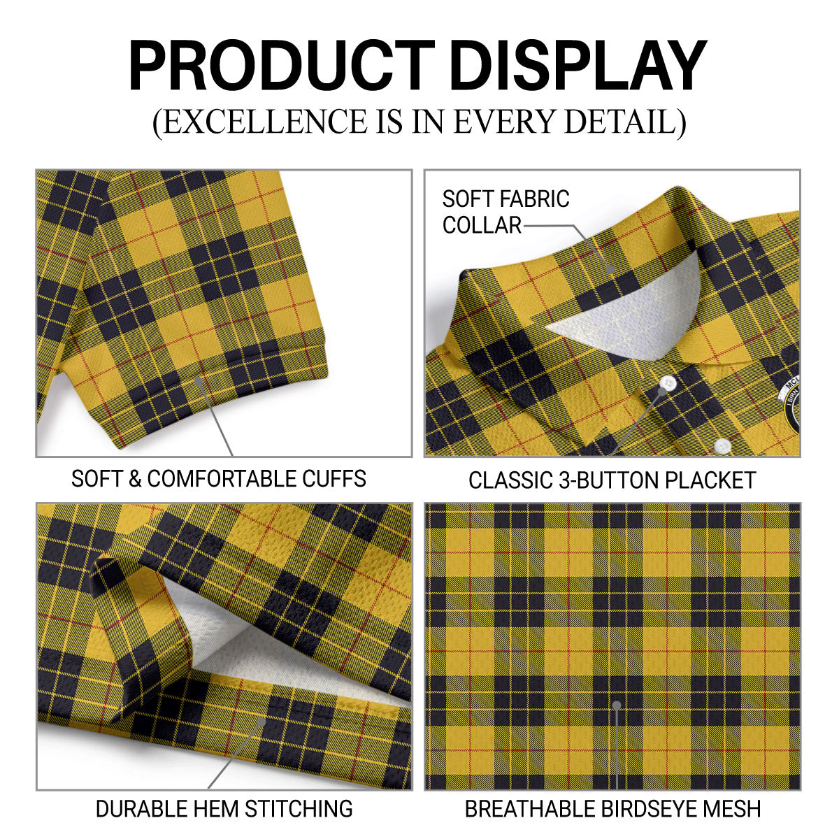 McLeod of Lewis Ancient Tartan Crest Birdseye Mesh Polo Shirt