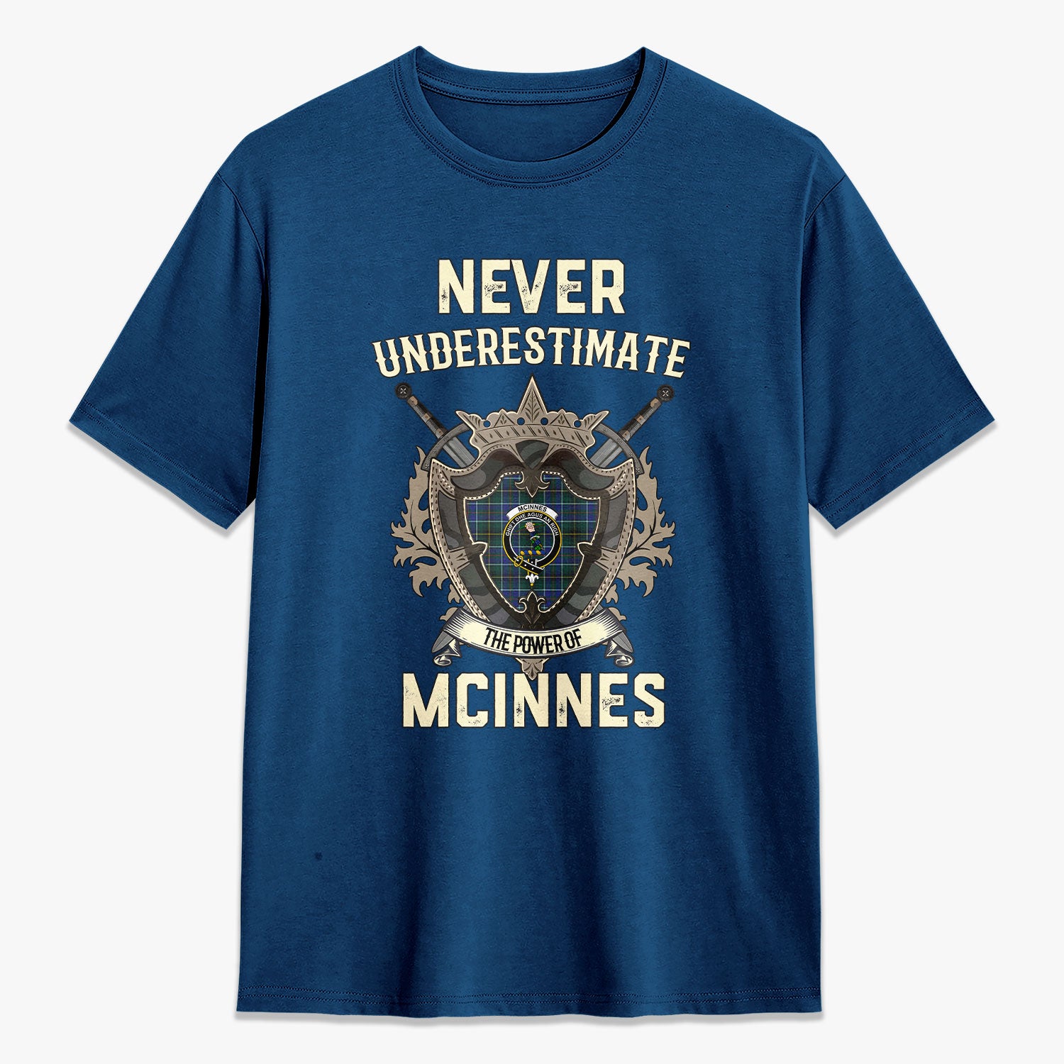 McInnes Modern Tartan Crest 2D T-shirt - Never Underestimate Style