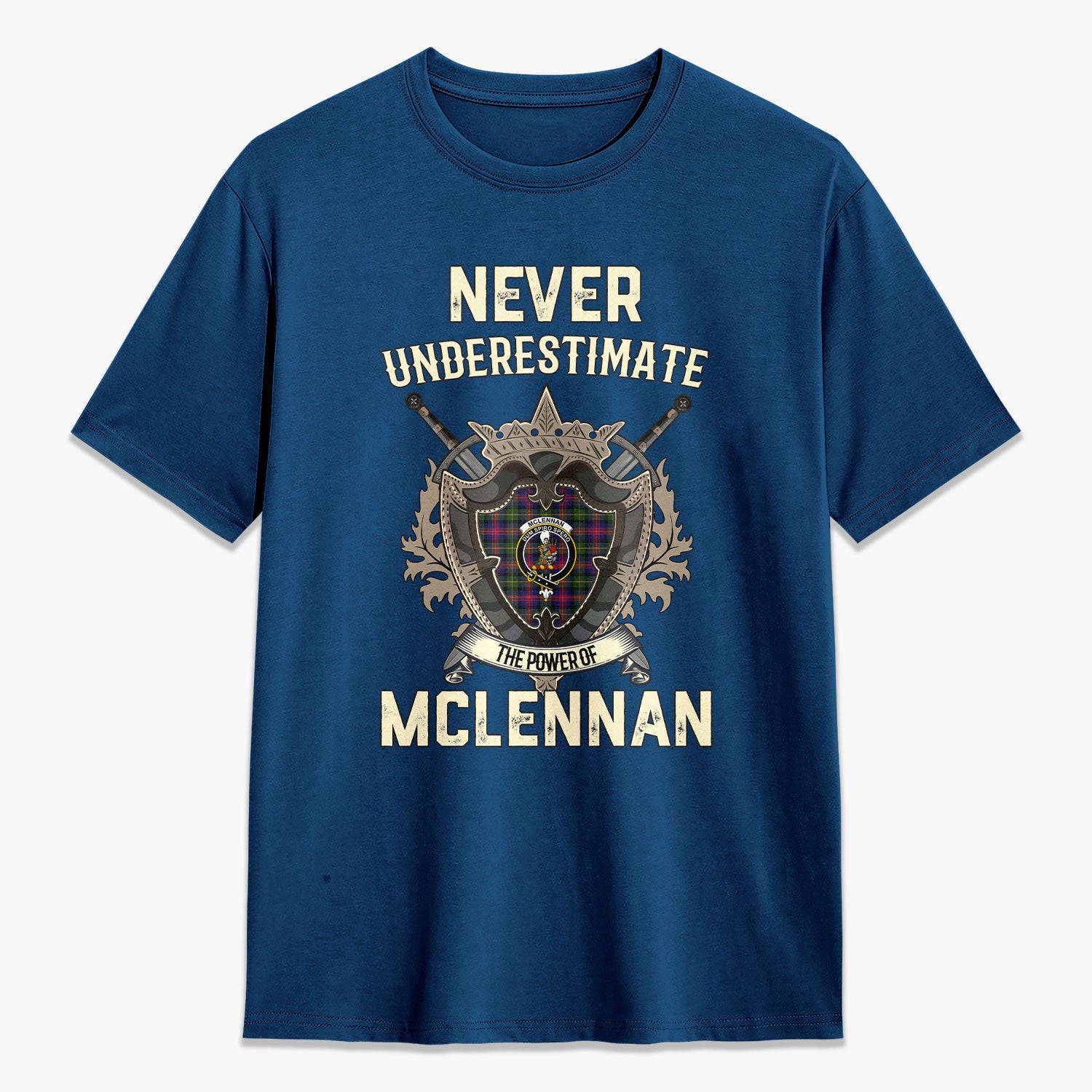 McLennan Modern Tartan Crest 2D T-shirt - Never Underestimate Style