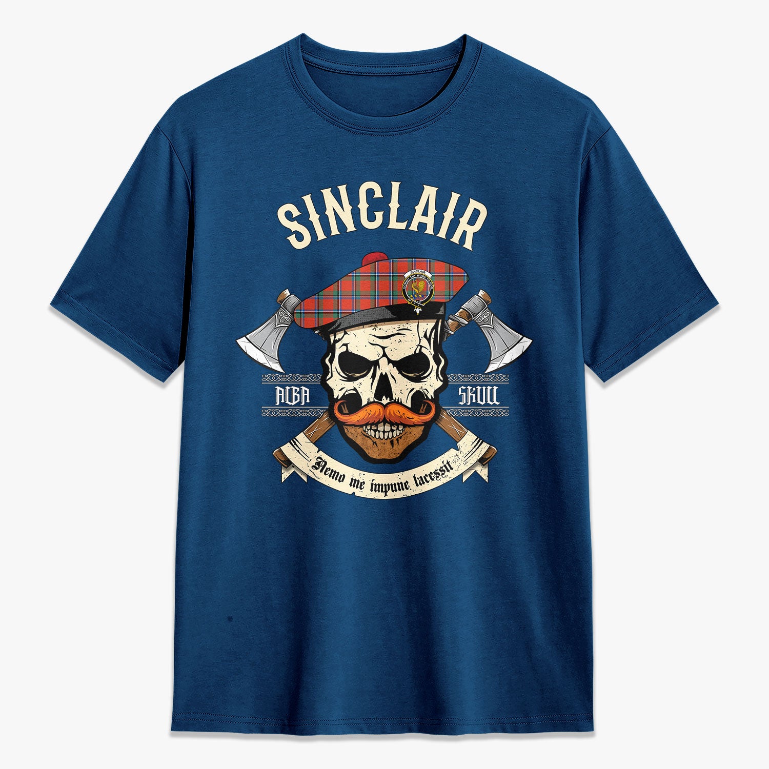 Sinclair Ancient Tartan Crest 2D T-shirt - Alba Skull Style