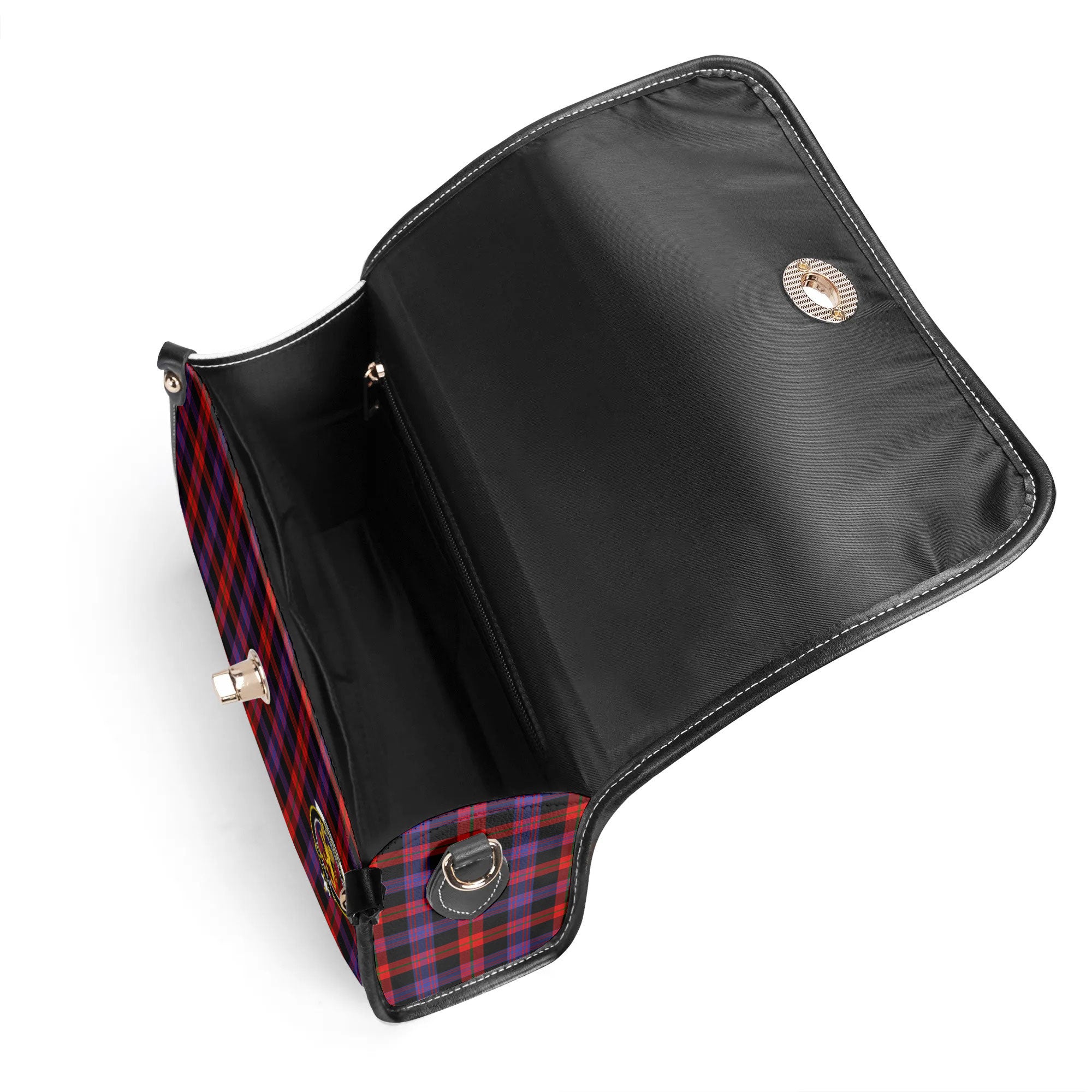 Brown Modern Tartan Crest Satchel Bag