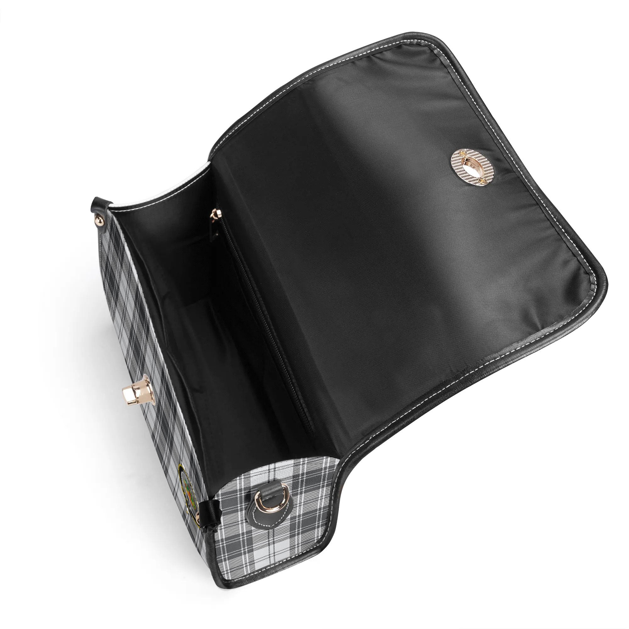 Douglas Grey Modern Tartan Crest Satchel Bag