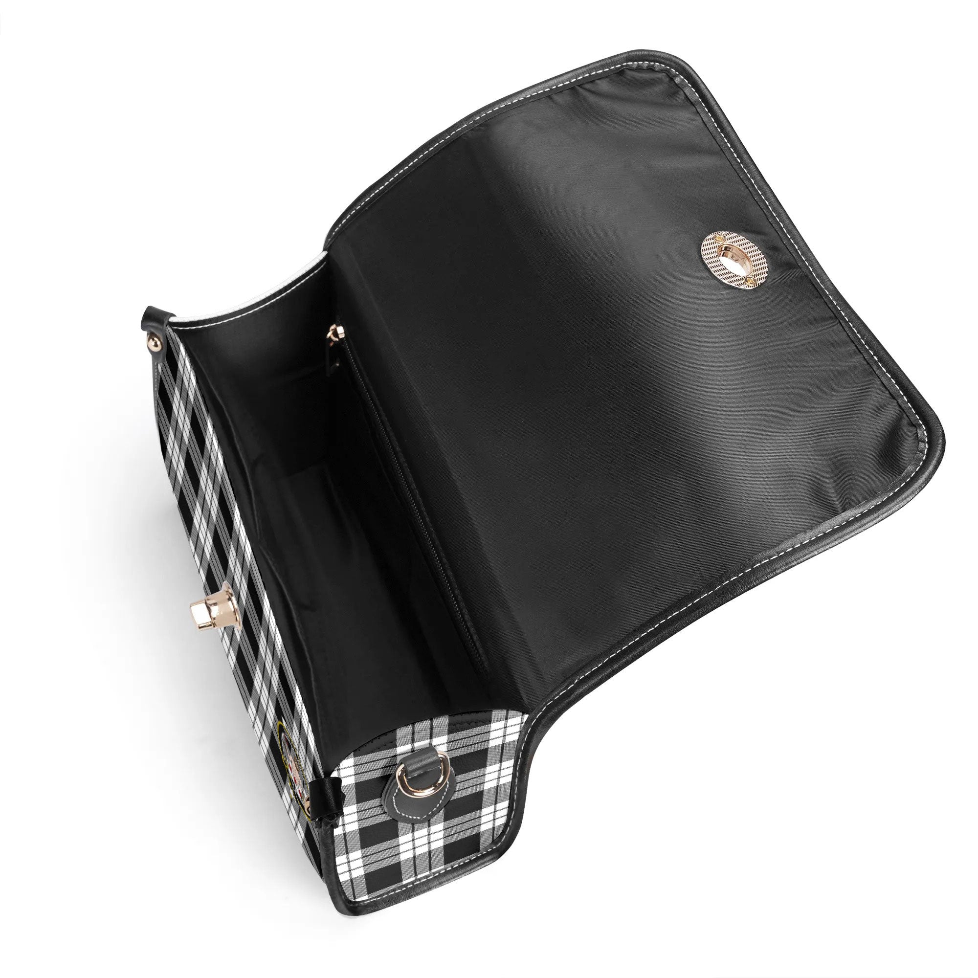 MacFarlane Black - White Tartan Crest Satchel Bag