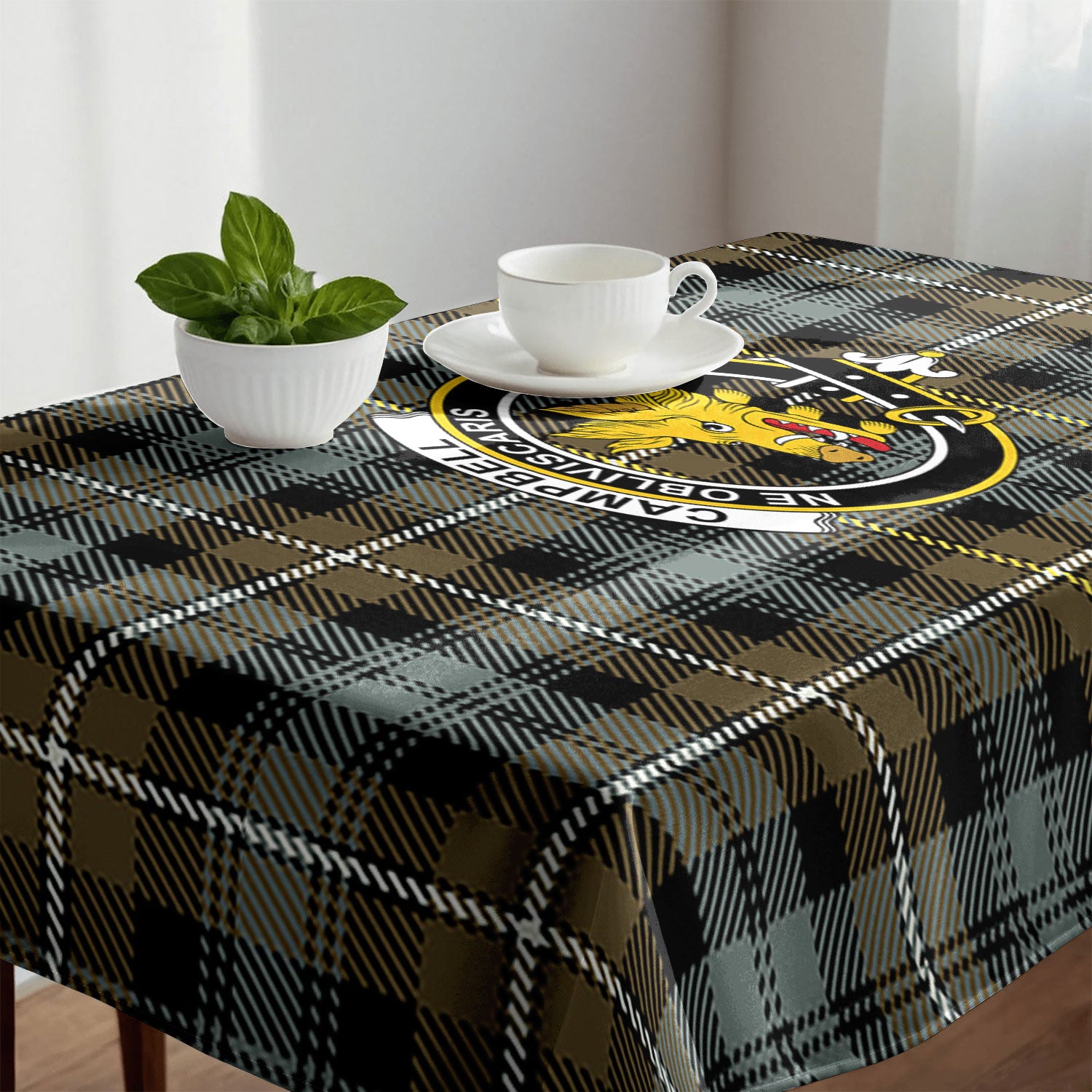 Campbell Argyll Weathered Tartan Crest Tablecloth
