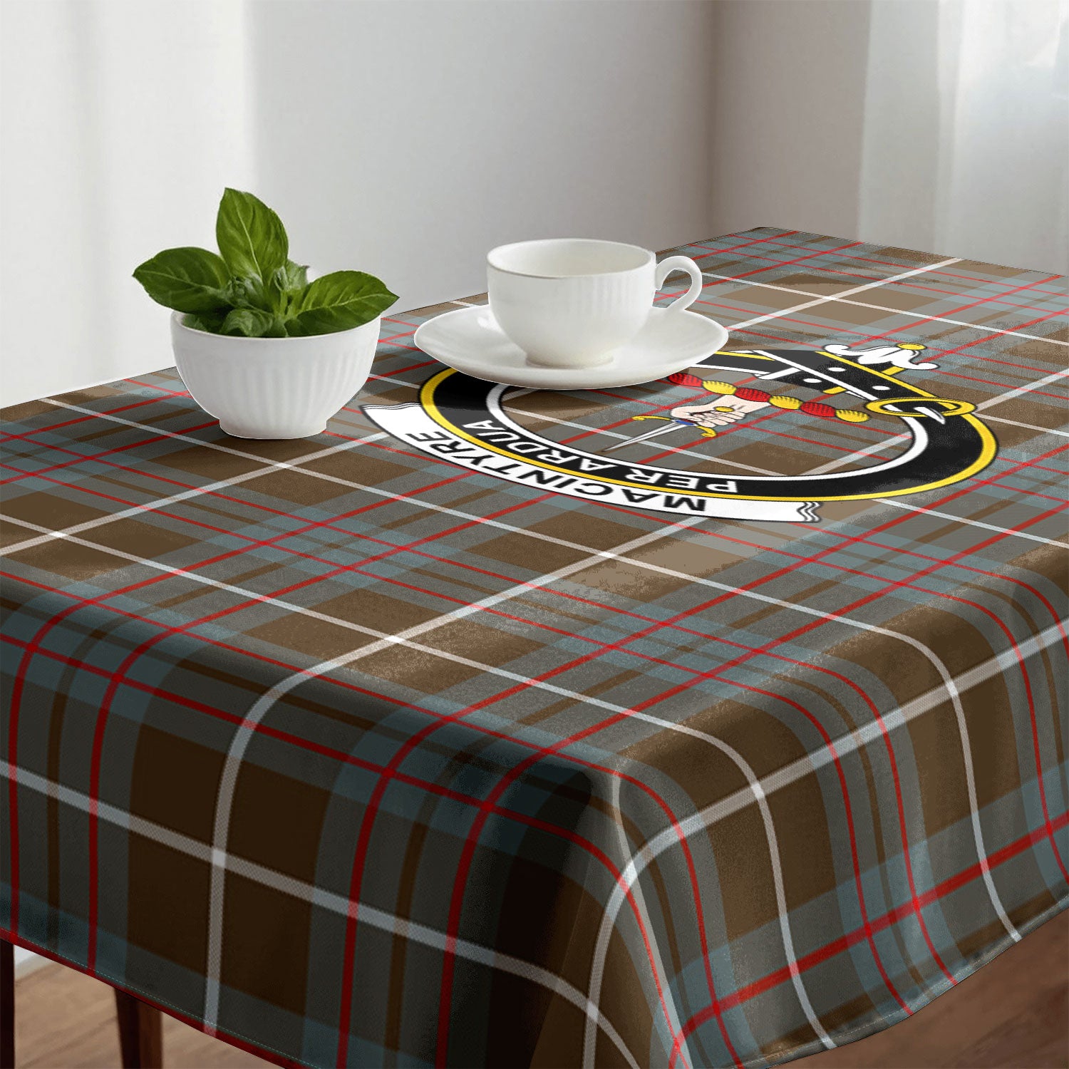 MacIntyre Hunting Weathered Tartan Crest Tablecloth