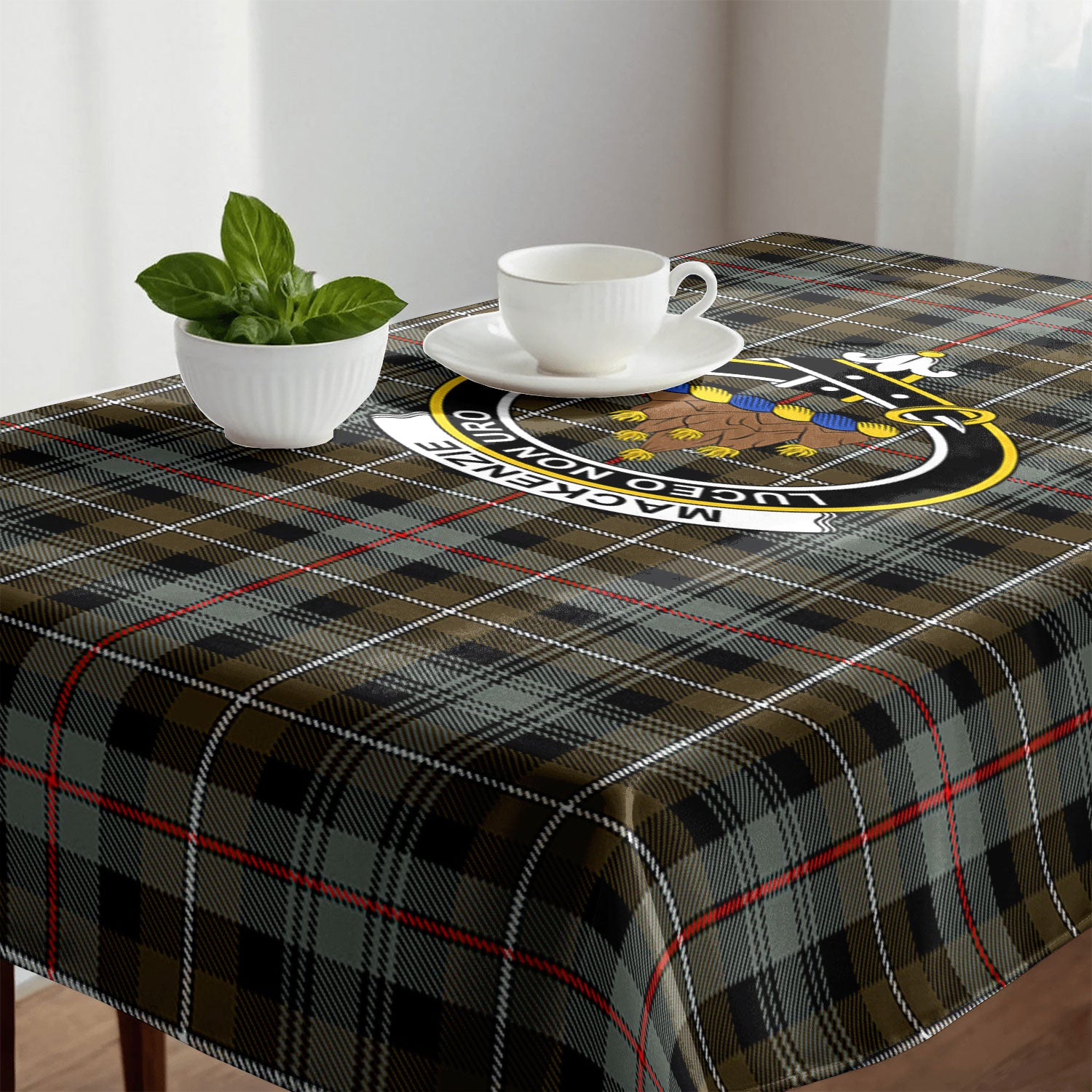 MacKenzie Weathered Tartan Crest Tablecloth