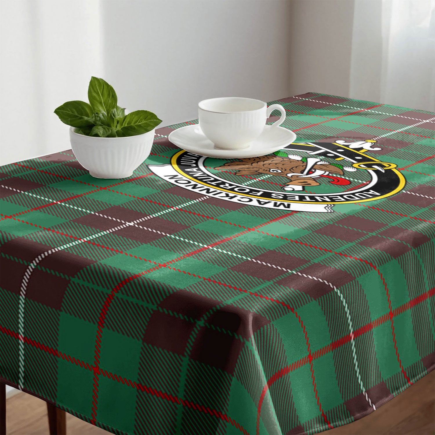 MacKinnon Hunting Ancient Tartan Crest Tablecloth