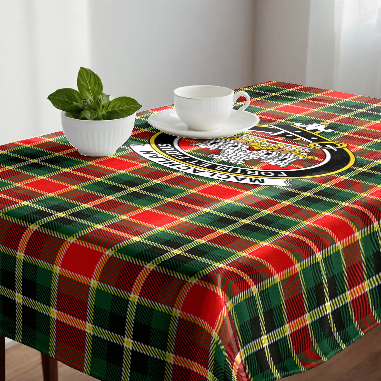 MacLachlan Hunting Modern Tartan Crest Tablecloth
