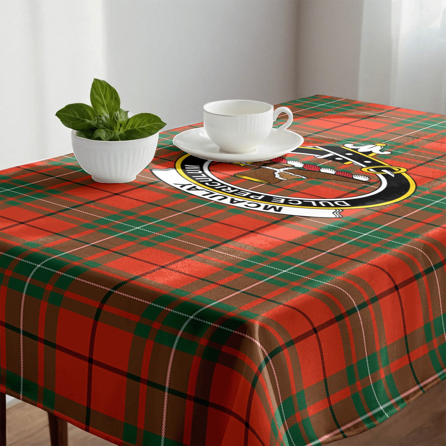 McAulay Ancient Tartan Crest Tablecloth