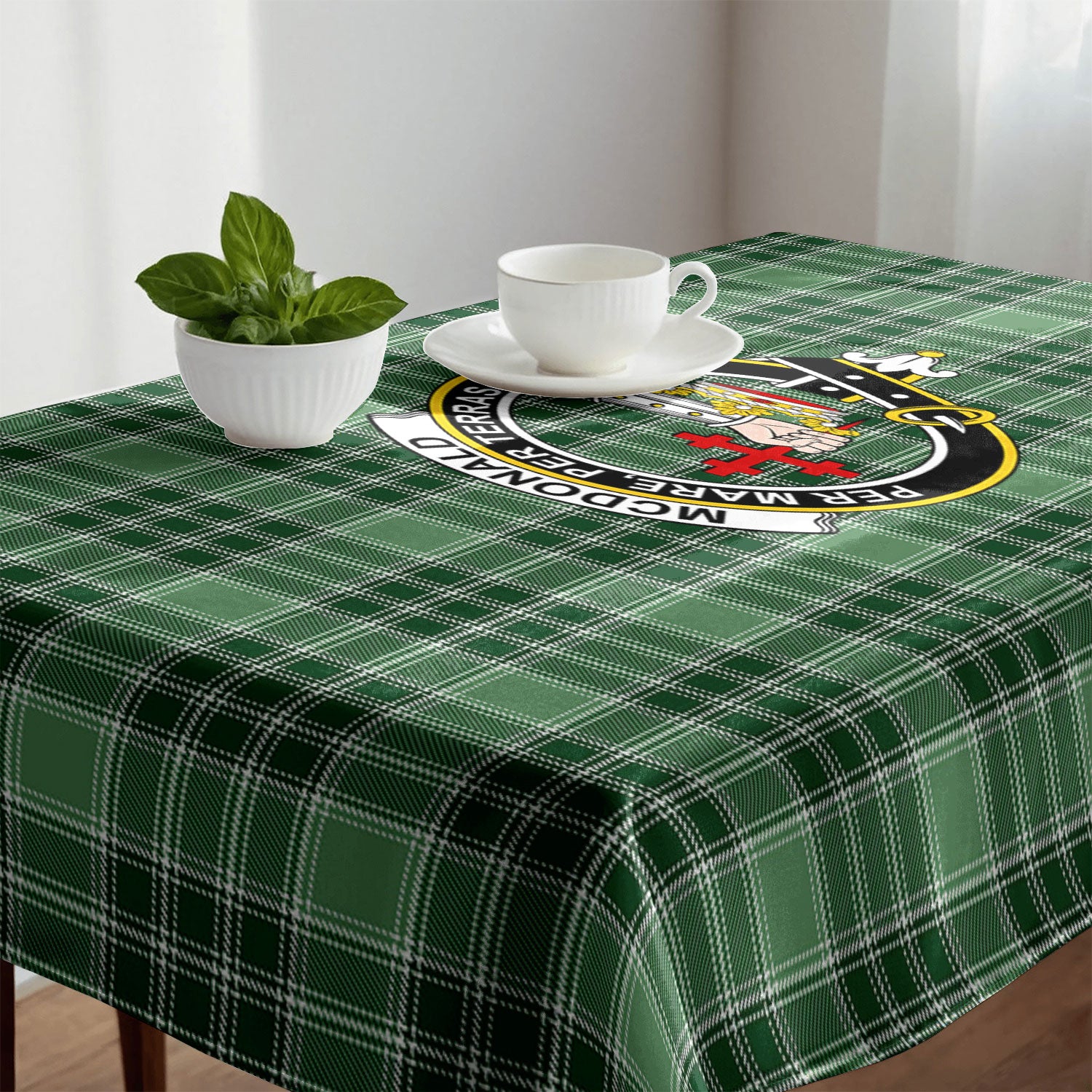 McDonald Lord of the Isles Hunting Tartan Crest Tablecloth