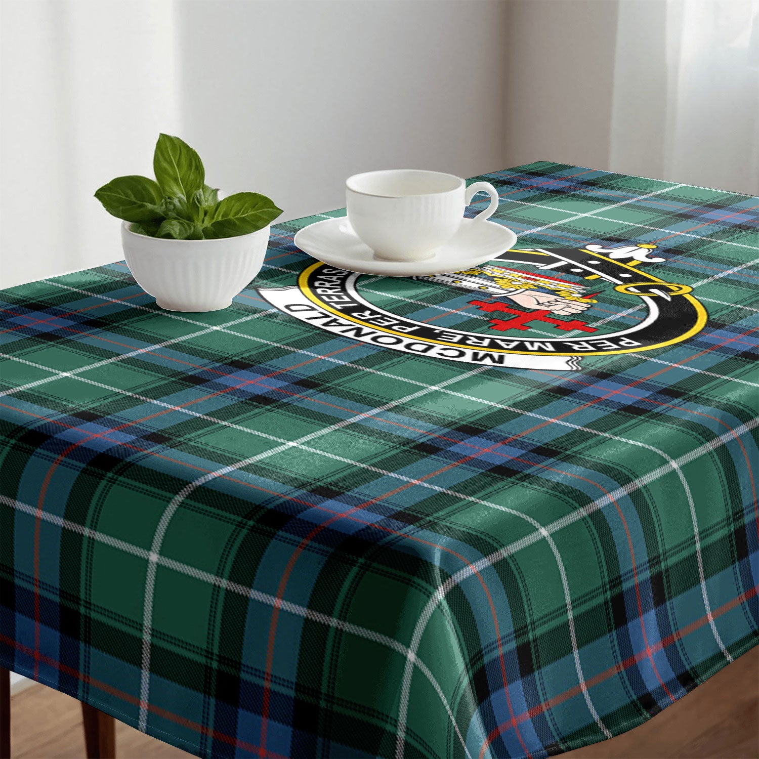 McDonald of the Isles Hunting Ancient Tartan Crest Tablecloth