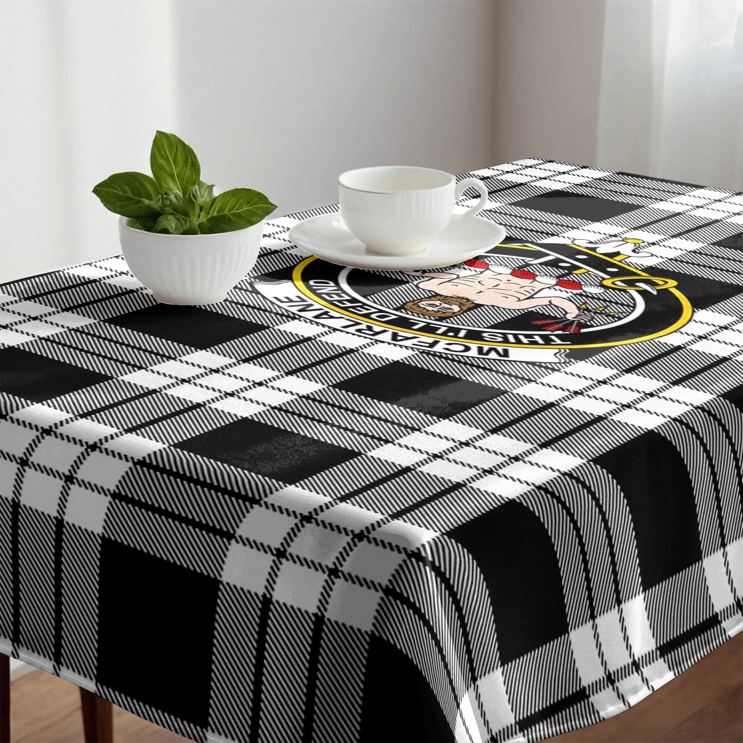 McFarlane Black - White Tartan Crest Tablecloth