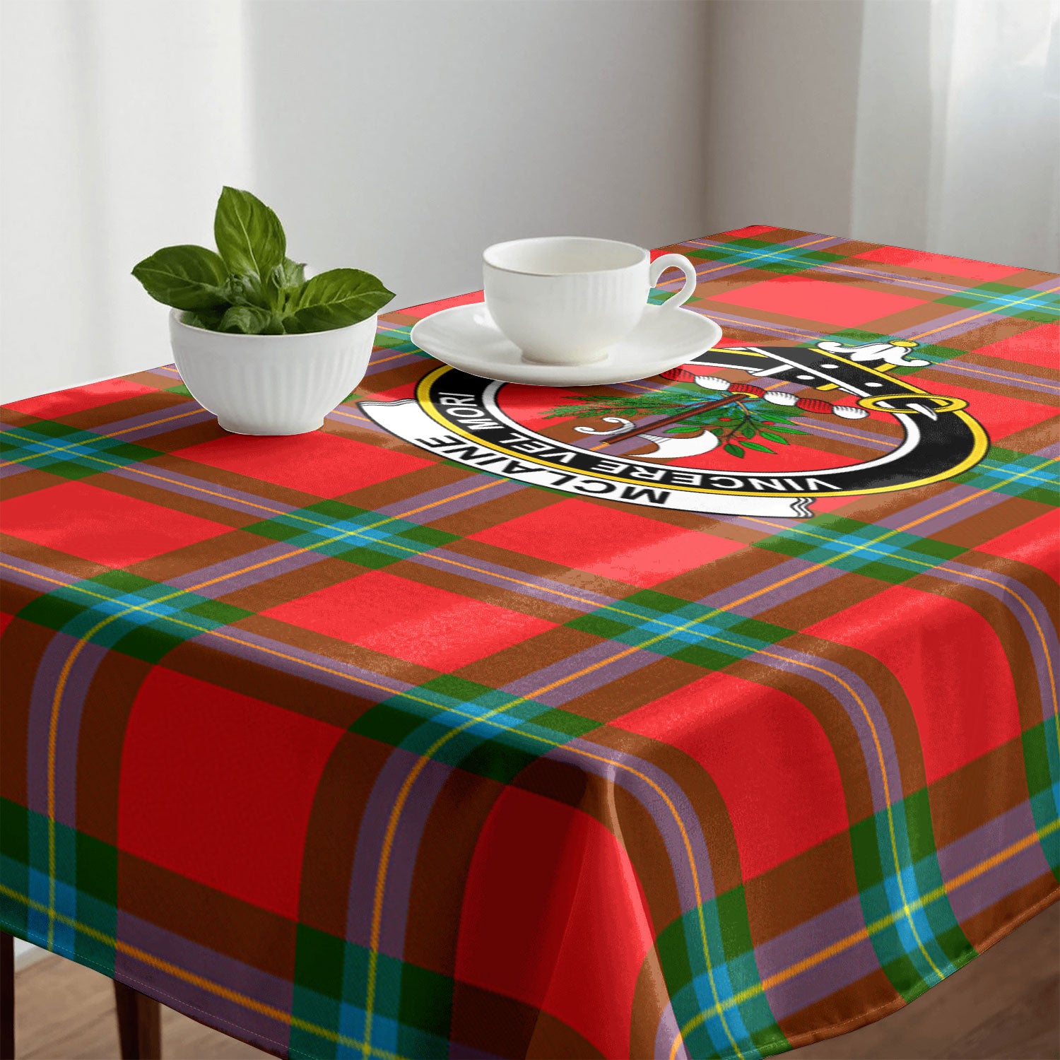 McLaine of Loch Buie Tartan Crest Tablecloth