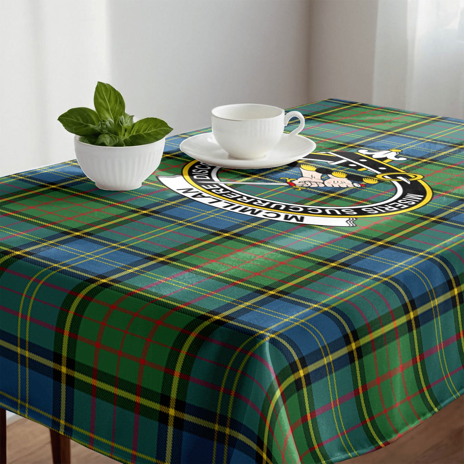 McMillan Hunting Ancient Tartan Crest Tablecloth