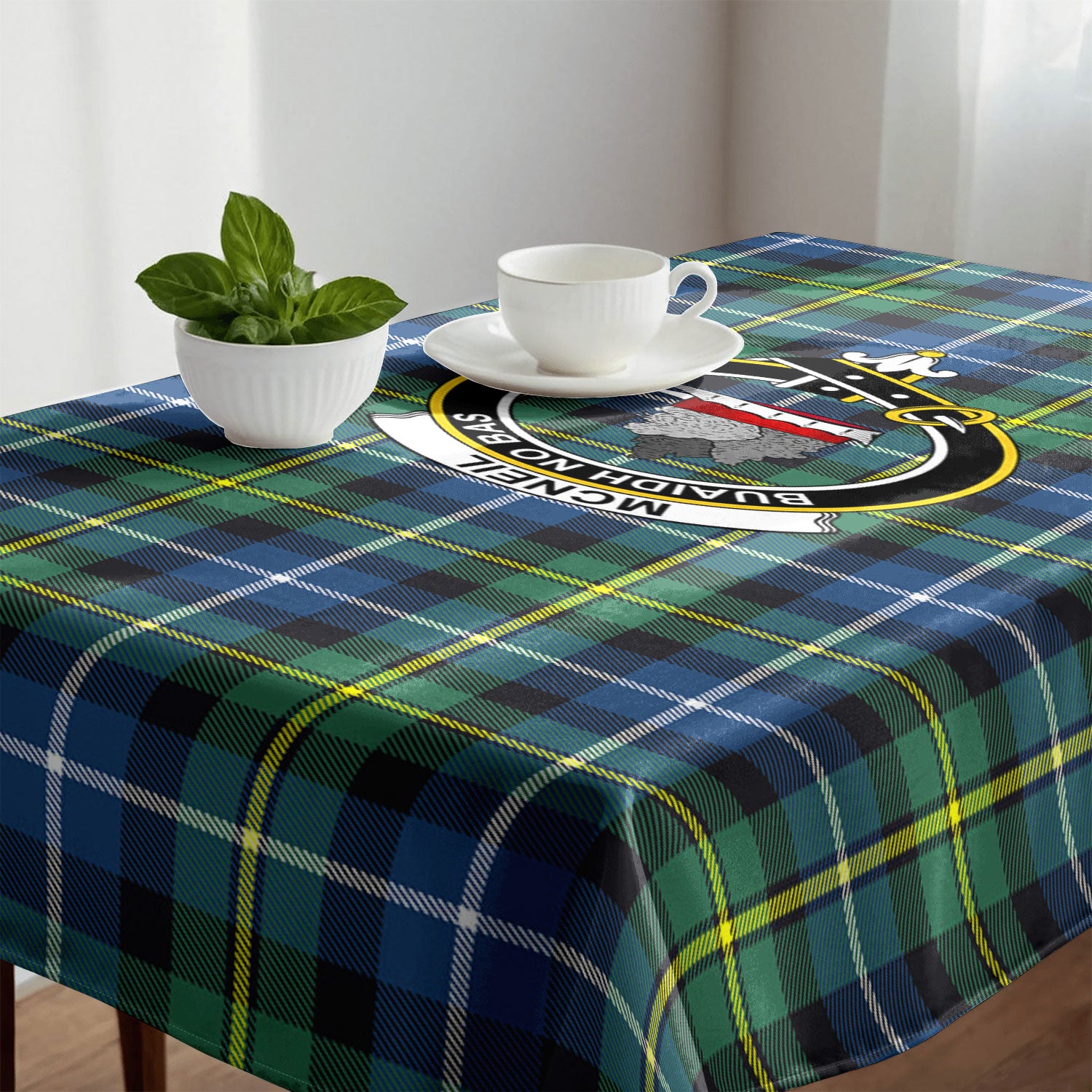 McNeil of Barra Ancient Tartan Crest Tablecloth