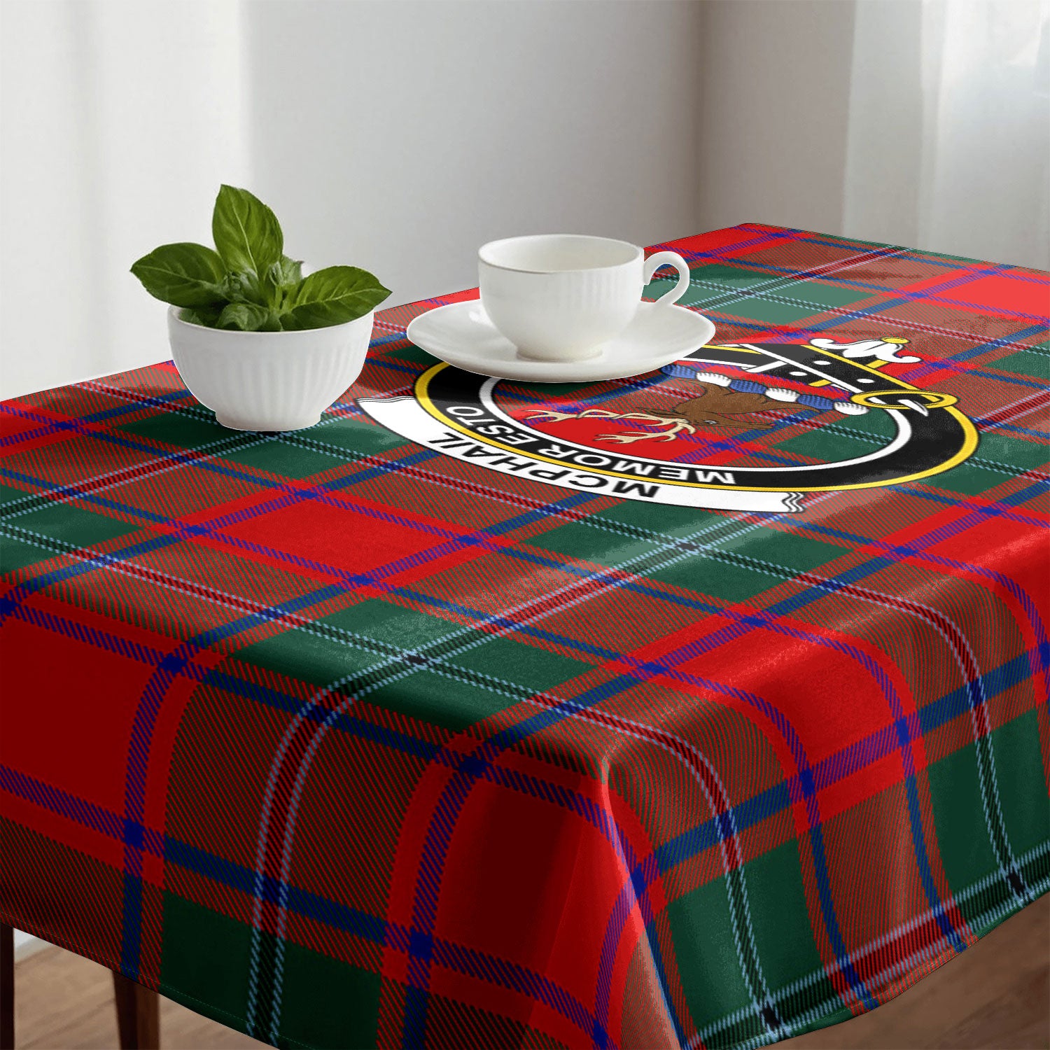 McPhail Clan Tartan Crest Tablecloth
