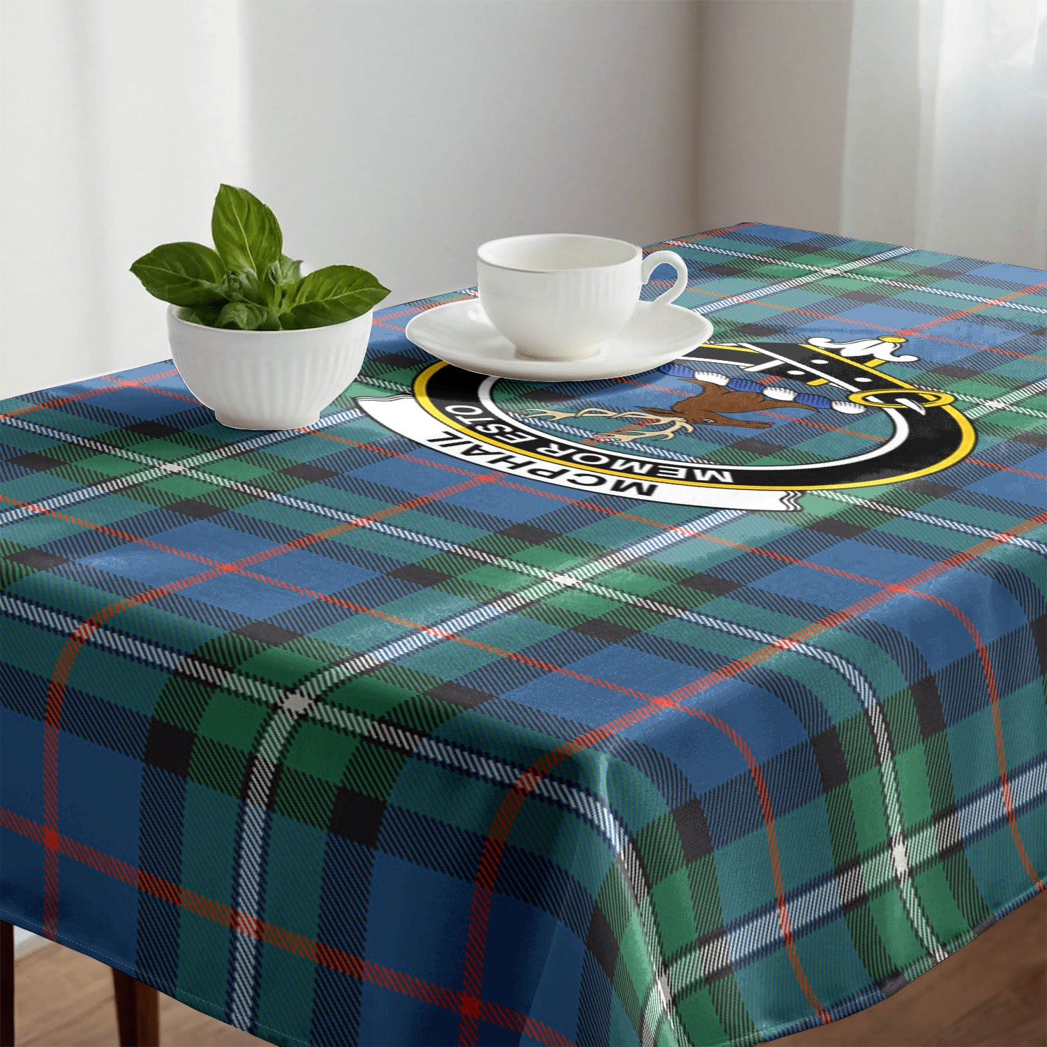 McPhail Hunting Ancient Tartan Crest Tablecloth