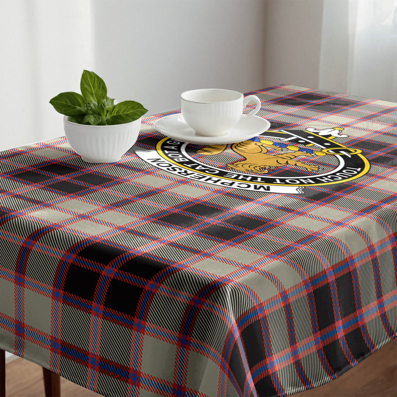 McPherson Hunting Ancient Tartan Crest Tablecloth