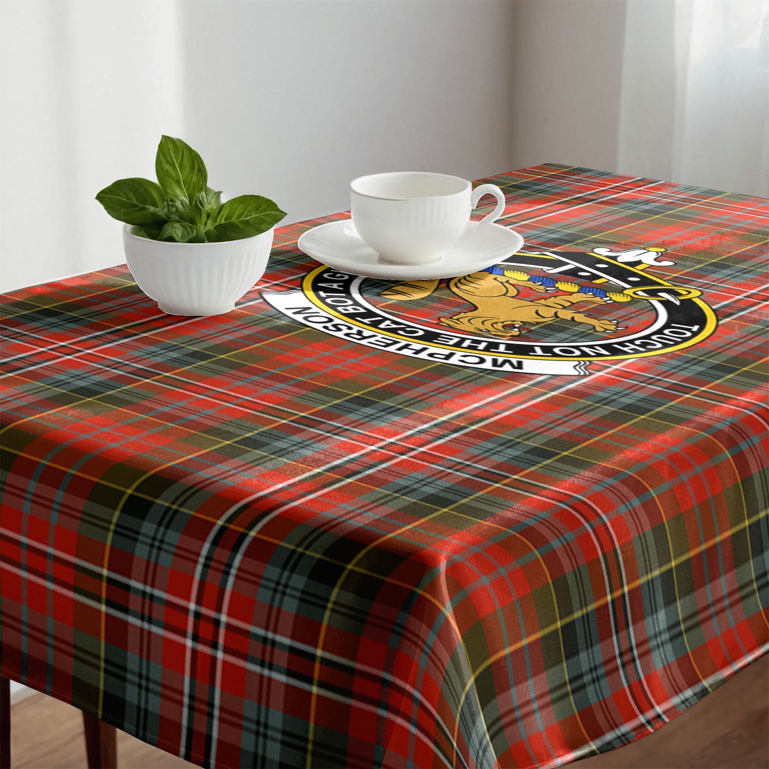 McPherson Weathered Tartan Crest Tablecloth