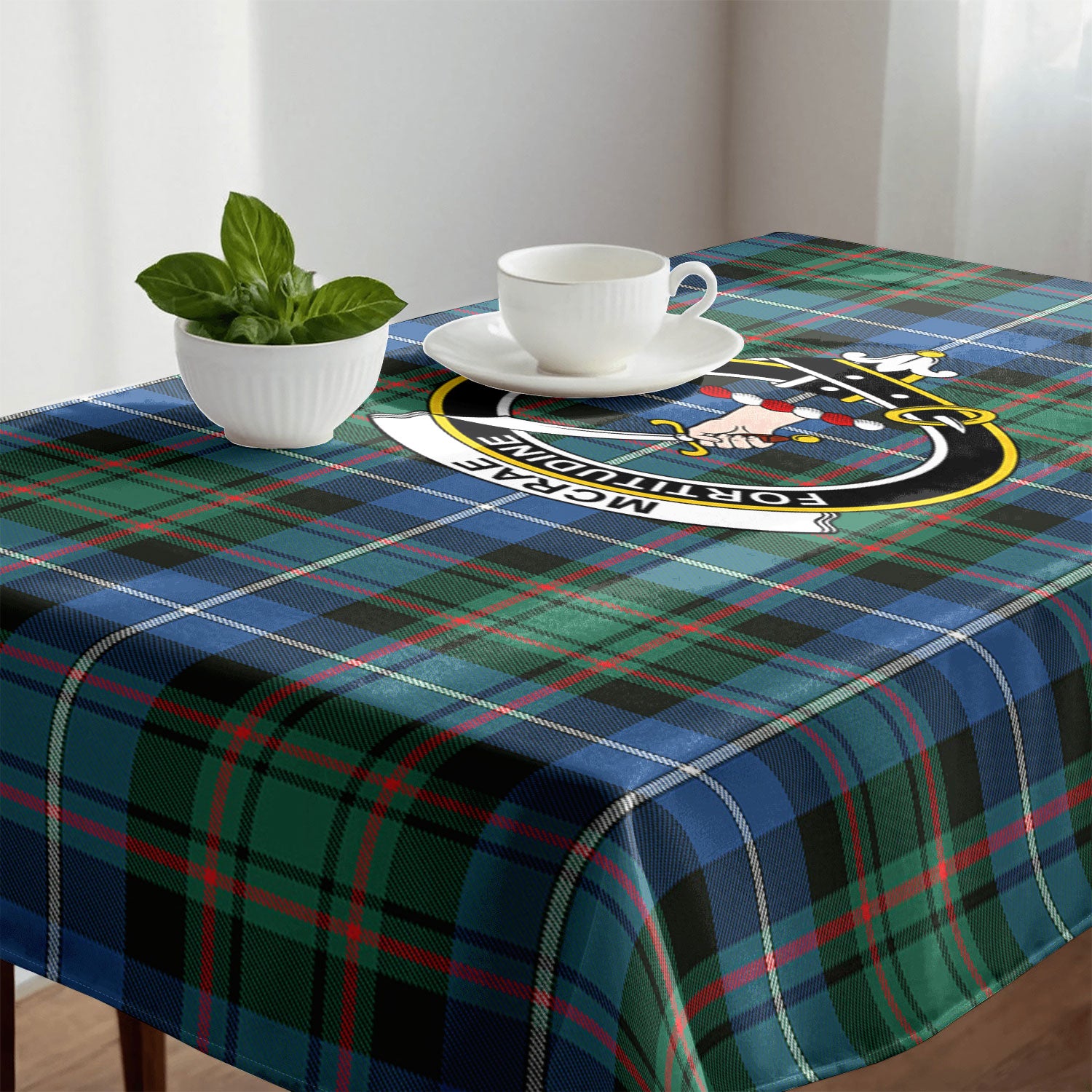 McRae Hunting Ancient Tartan Crest Tablecloth