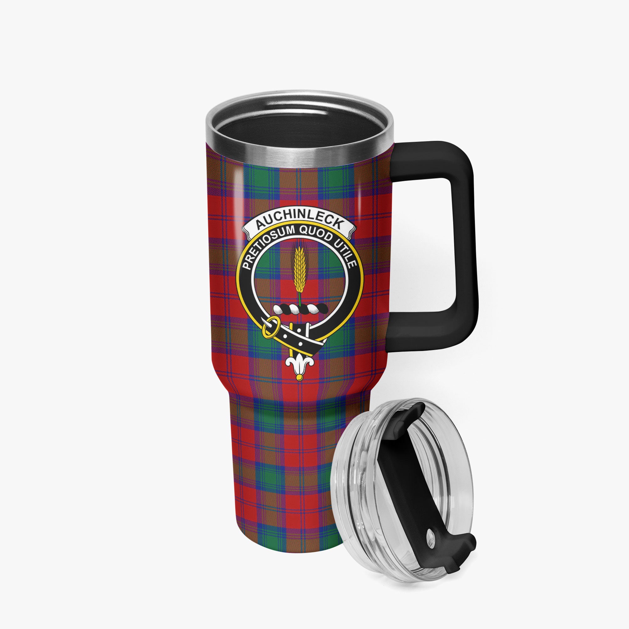 Auchinleck Tartan Crest 40 oz Insulated Tumbler with Handle