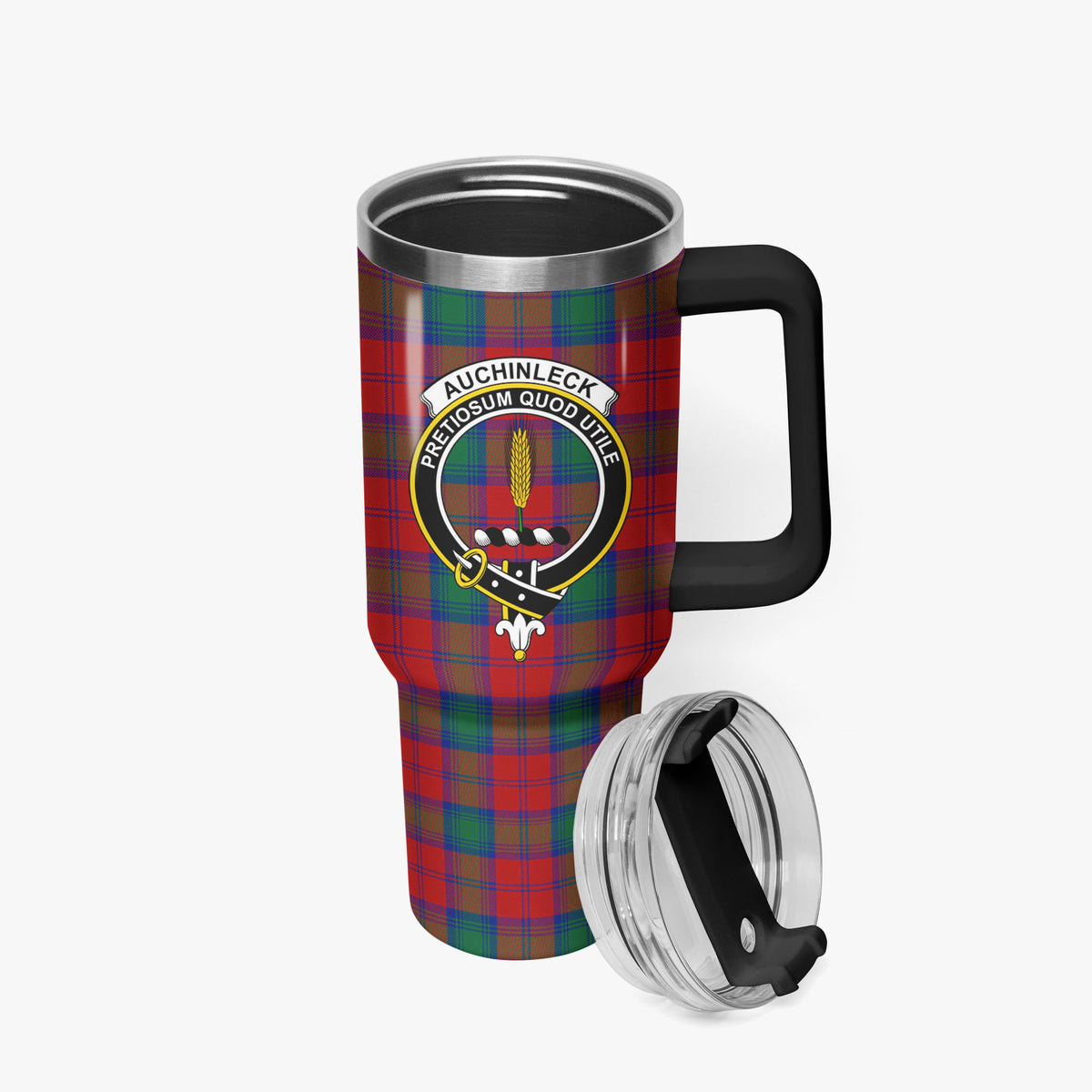 Auchinleck Tartan Crest 40 oz Insulated Tumbler with Handle