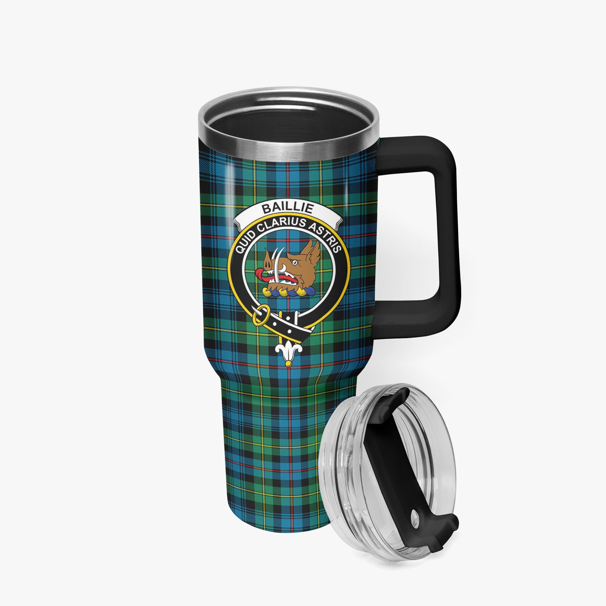 Baillie Ancient Tartan Crest 40 oz Insulated Tumbler with Handle