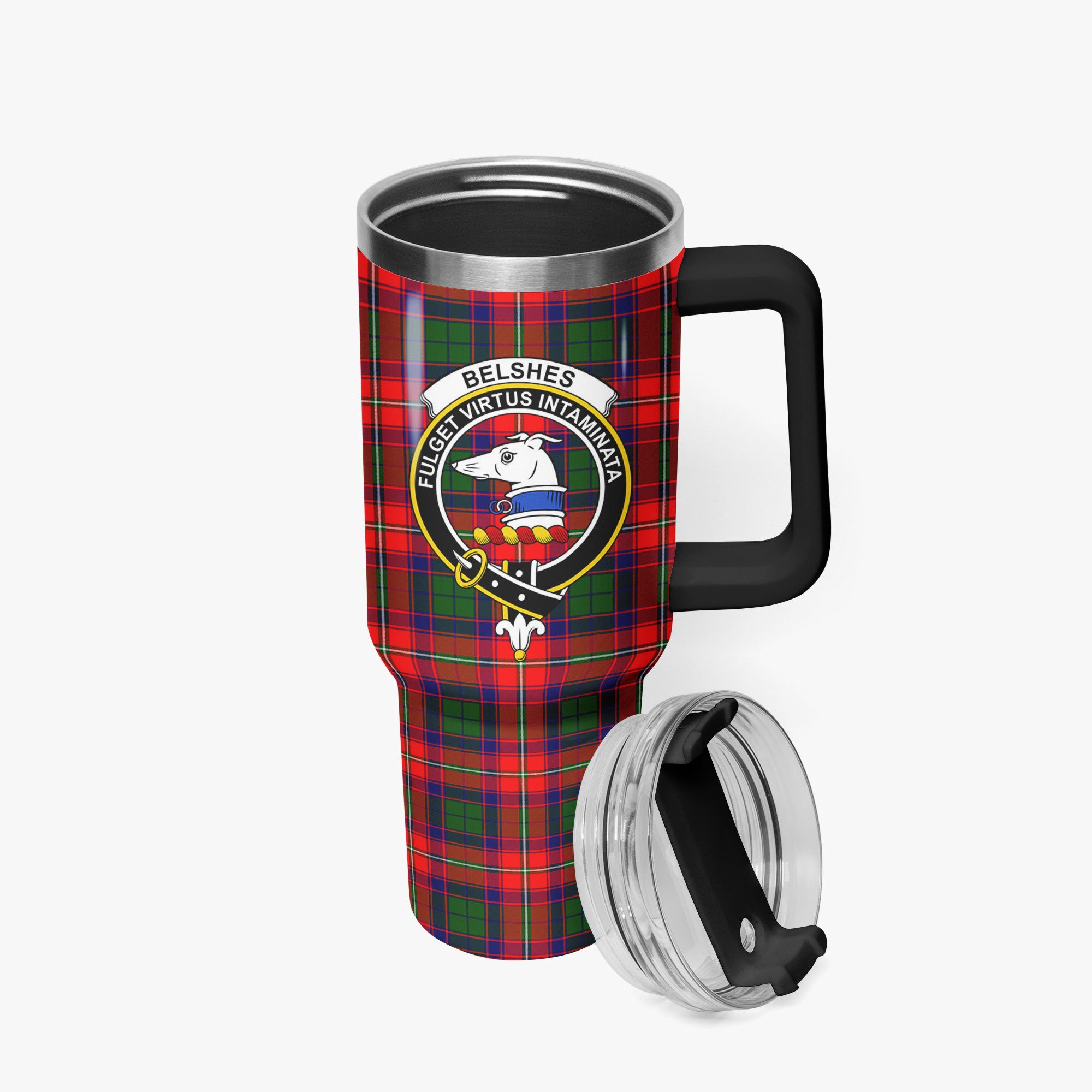 Belshes Tartan Crest 40 oz Insulated Tumbler with Handle