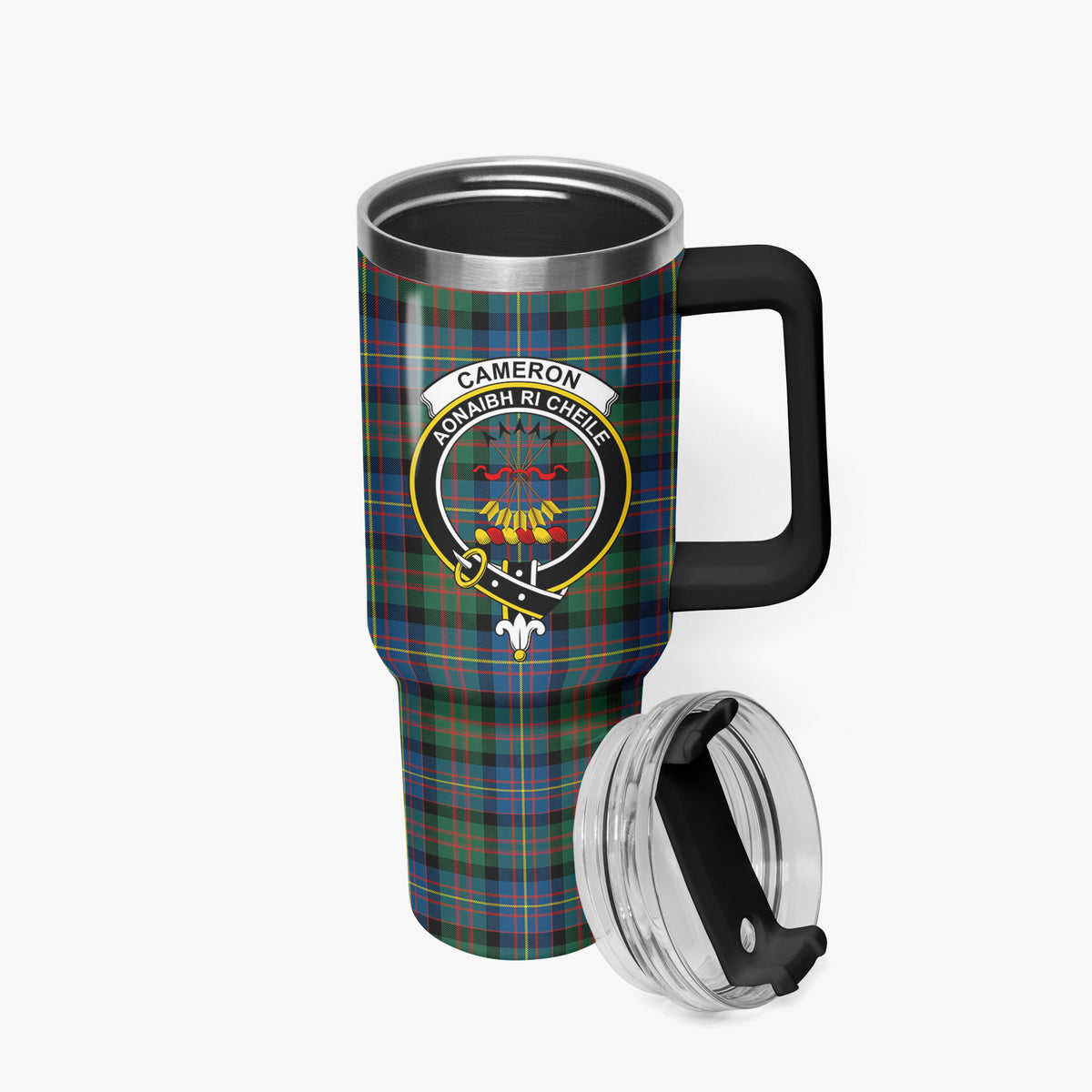 Cameron of Erracht Ancient Tartan Crest 40 oz Insulated Tumbler with Handle