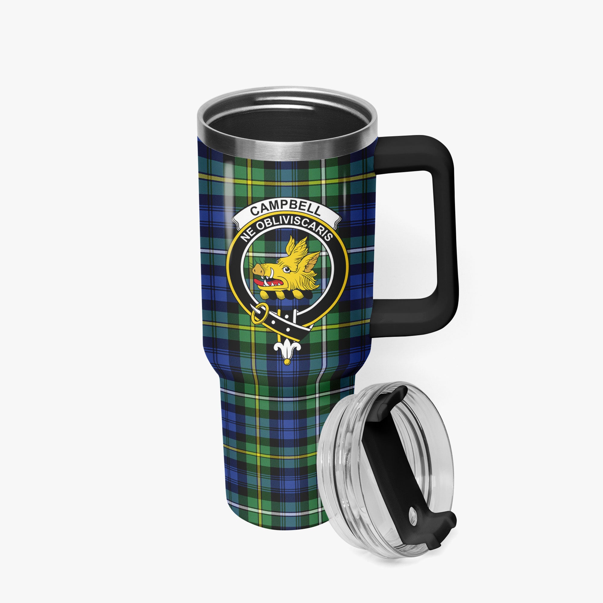 Campbell Argyll Ancient Tartan Crest 40 oz Insulated Tumbler with Handle