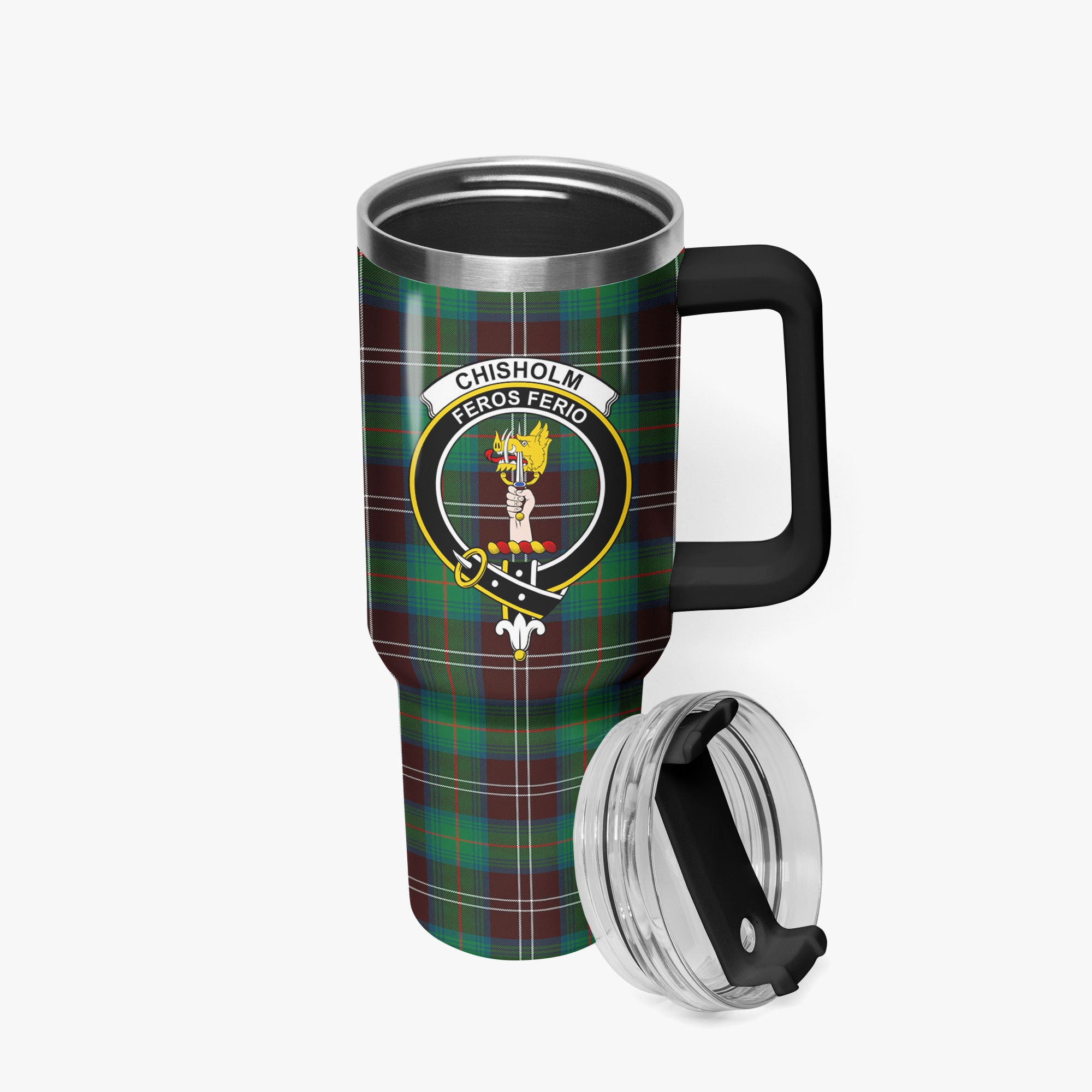 Chisholm Hunting Ancient Tartan Crest 40 oz Insulated Tumbler with Handle