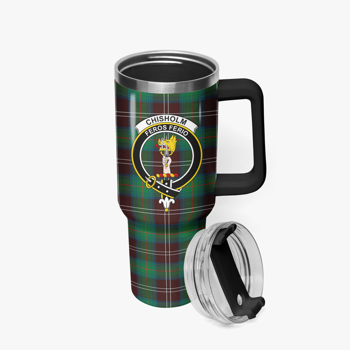 Chisholm Hunting Ancient Tartan Crest 40 oz Insulated Tumbler with Handle