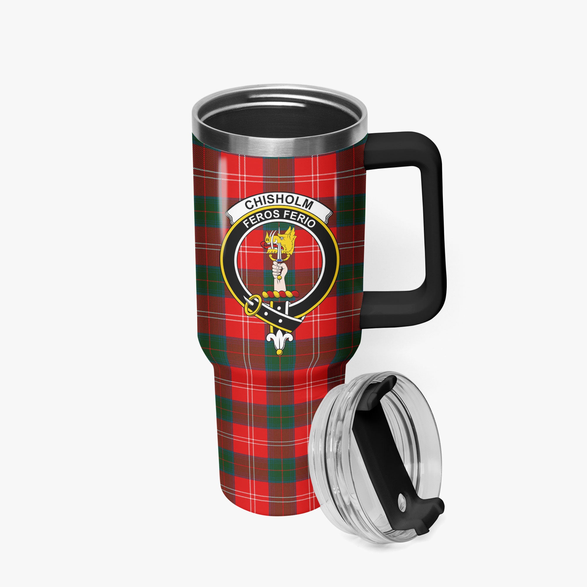 Chisholm Modern Tartan Crest 40 oz Insulated Tumbler with Handle