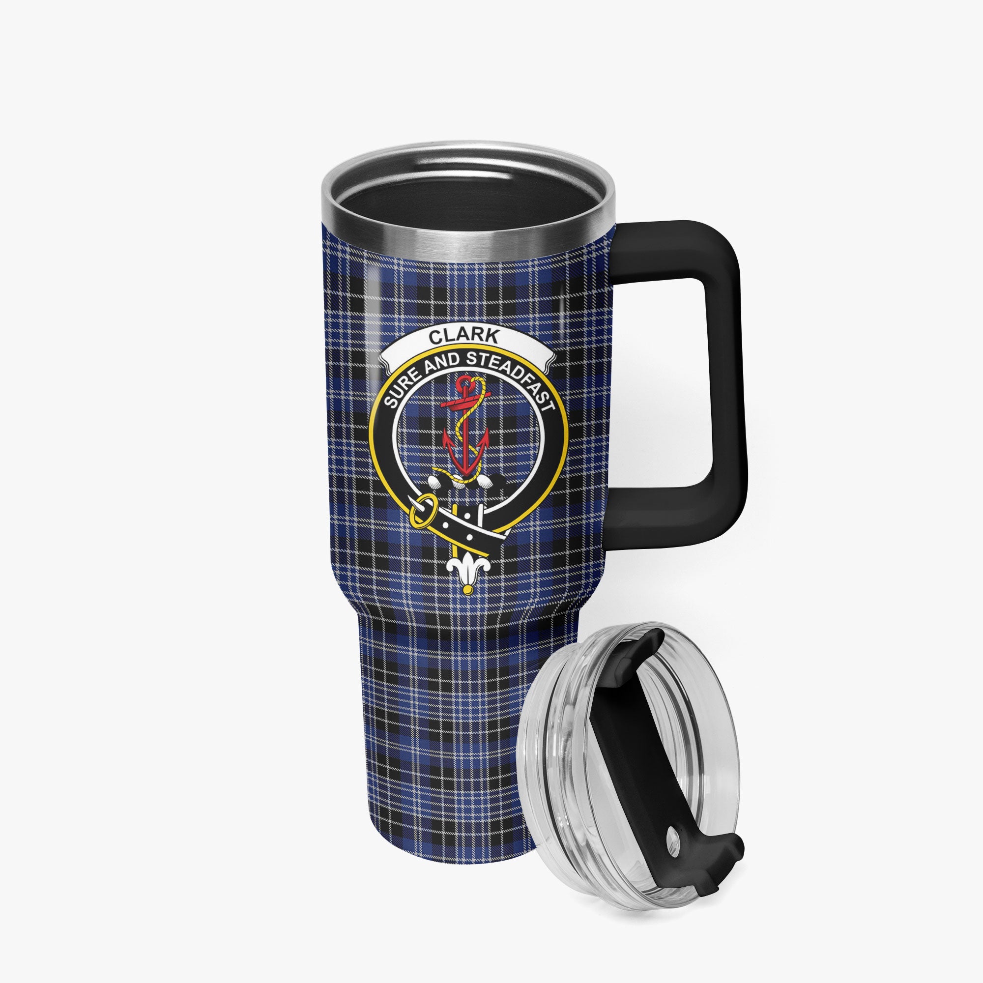 Clark Modern Tartan Crest 40 oz Insulated Tumbler with Handle
