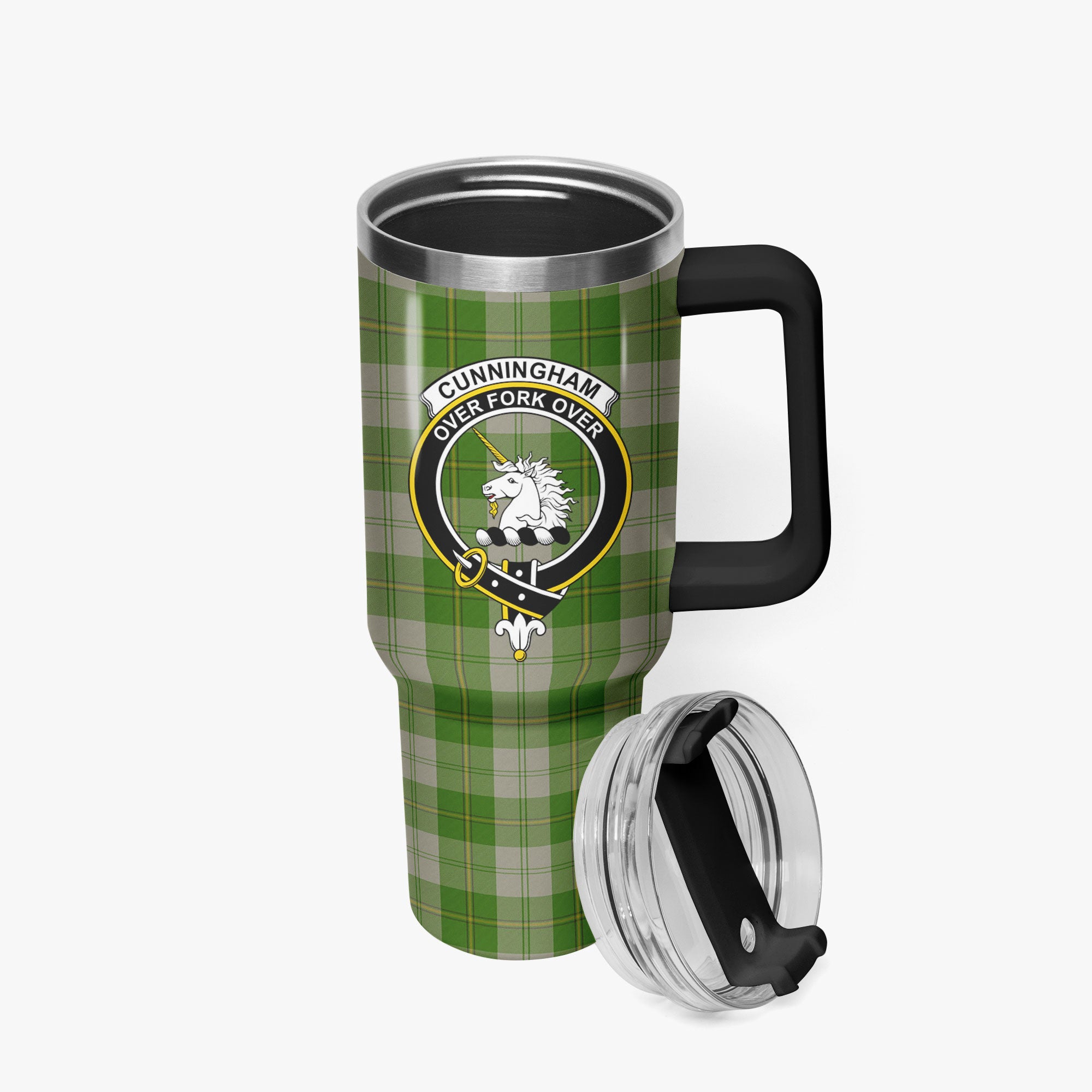 Cunningham Dress Green Dancers Tartan Crest 40 oz Insulated Tumbler with Handle